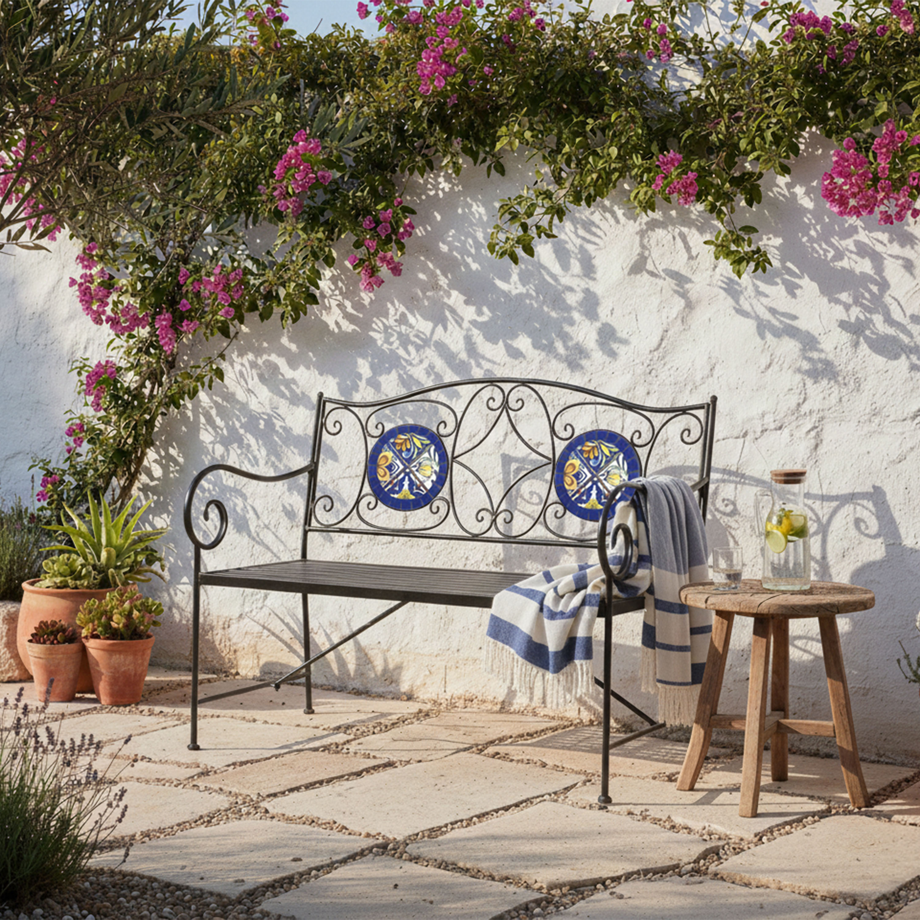 Margot Mozaïek Tuinbank Mediterrane stijl Blauw/geel