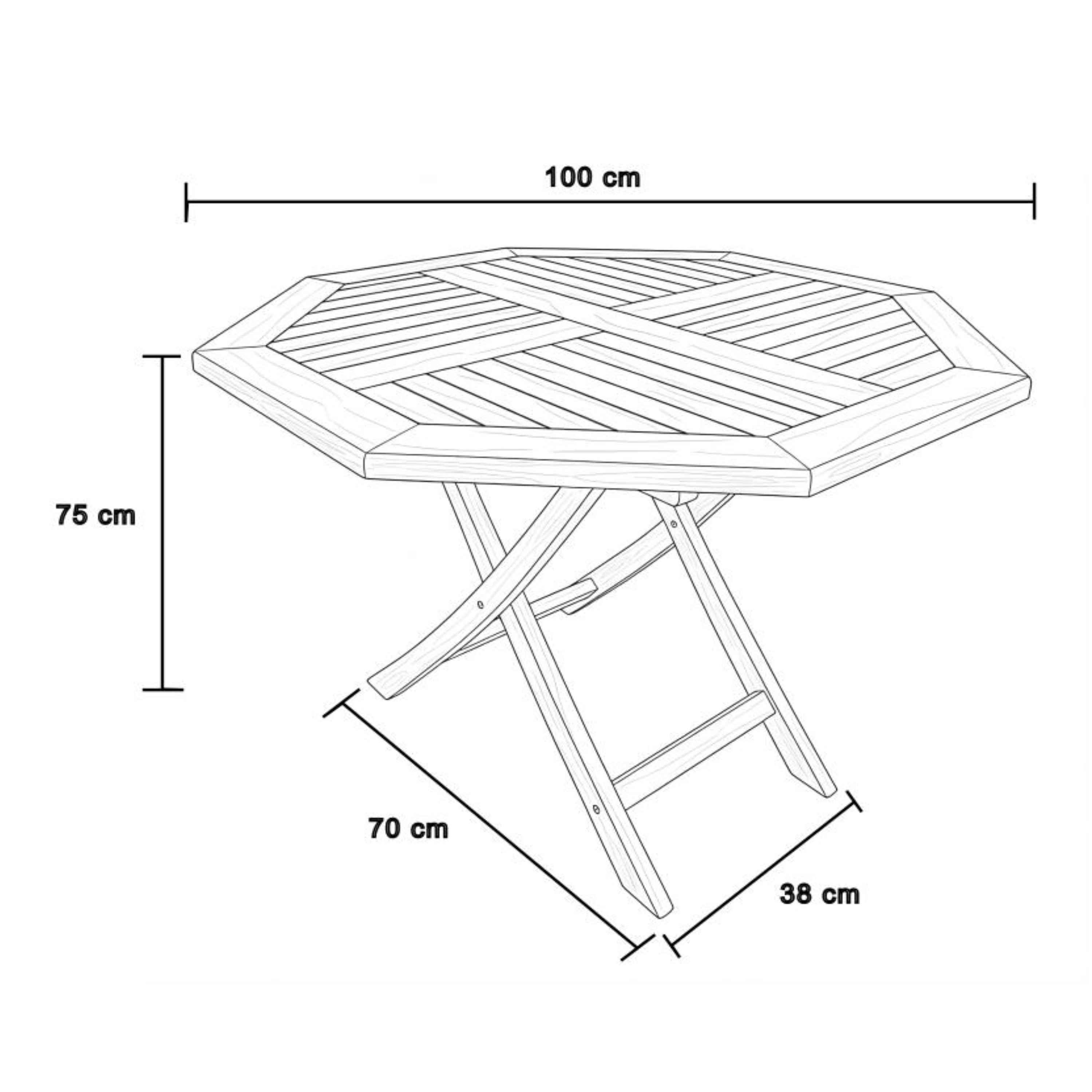 Sana/Mina 100 cm Tuinset 5-delig Teak - Opklapbaar