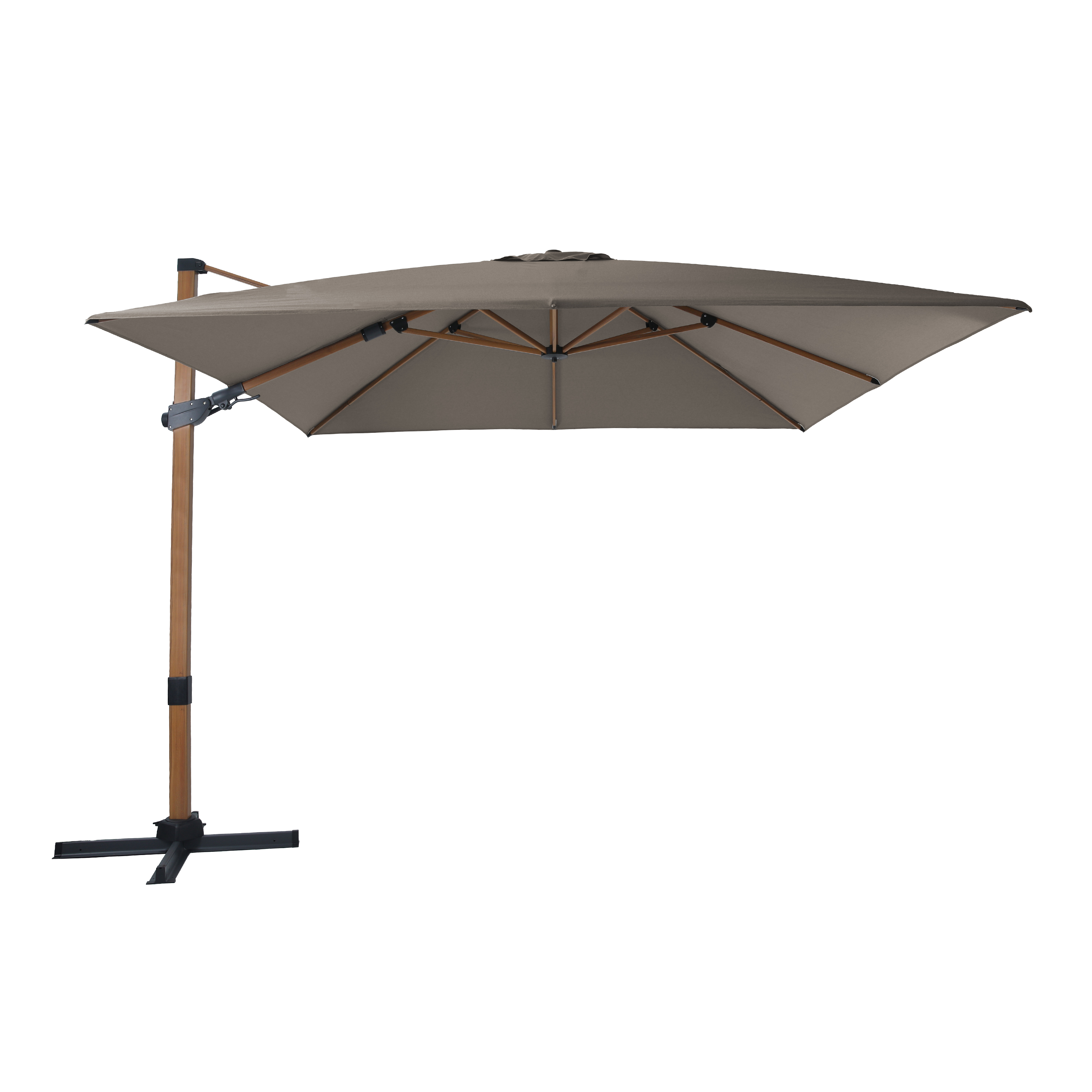 Apollo Premium Zweefparasol 300x300 Houtlook/taupe