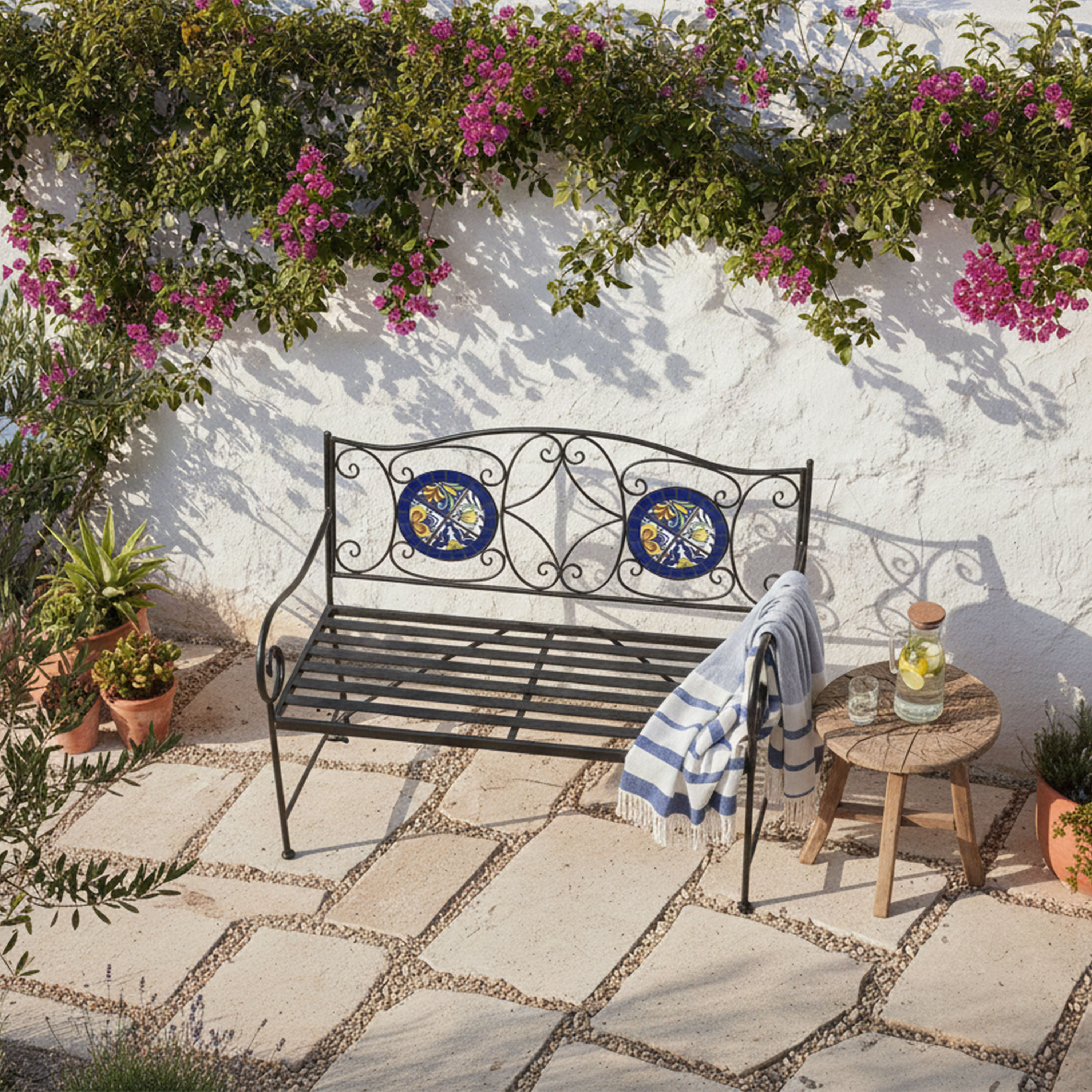 Margot Mozaïek Tuinbank Mediterrane stijl Blauw/geel