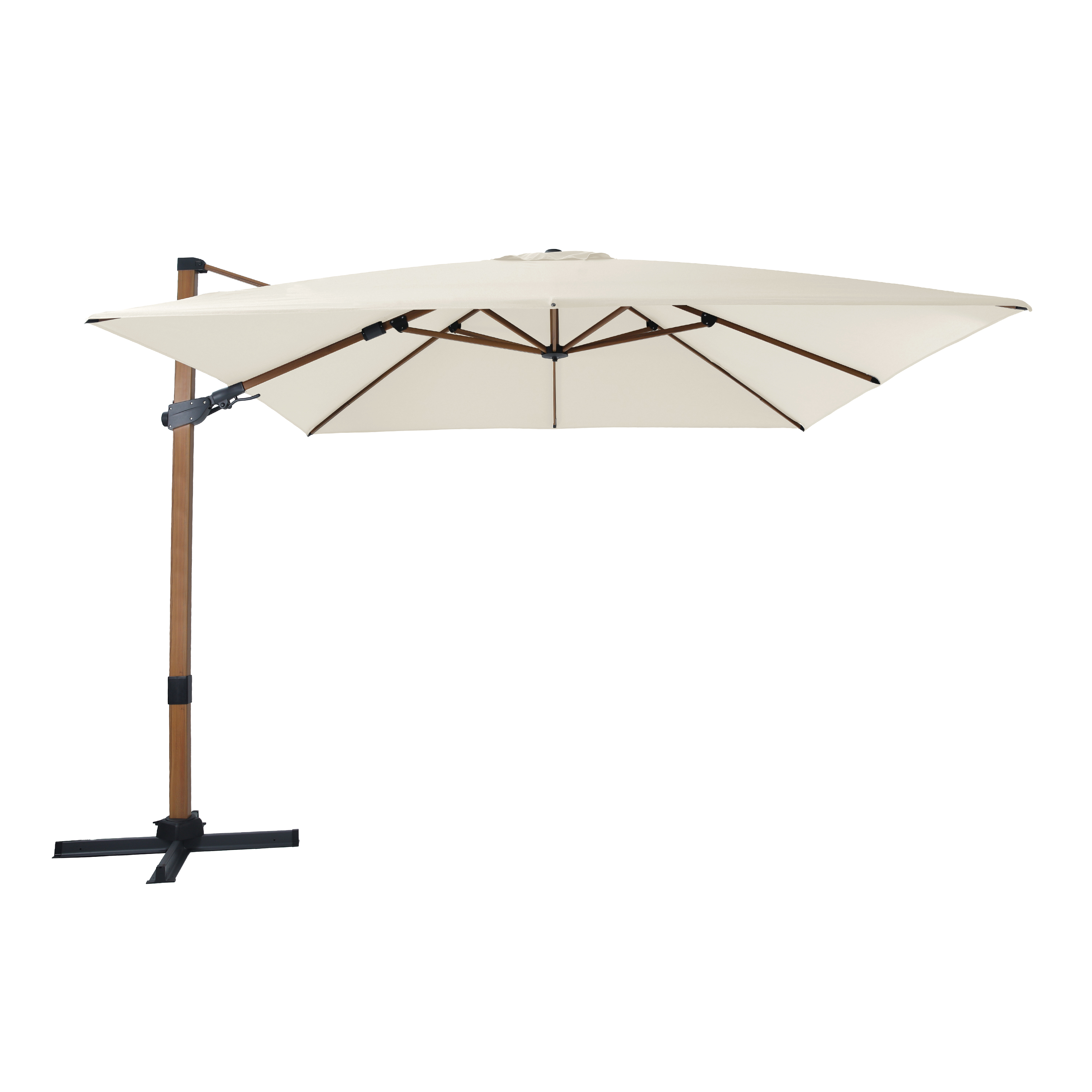 Apollo Premium Zweefparasol 300x300 Houtlook/beige