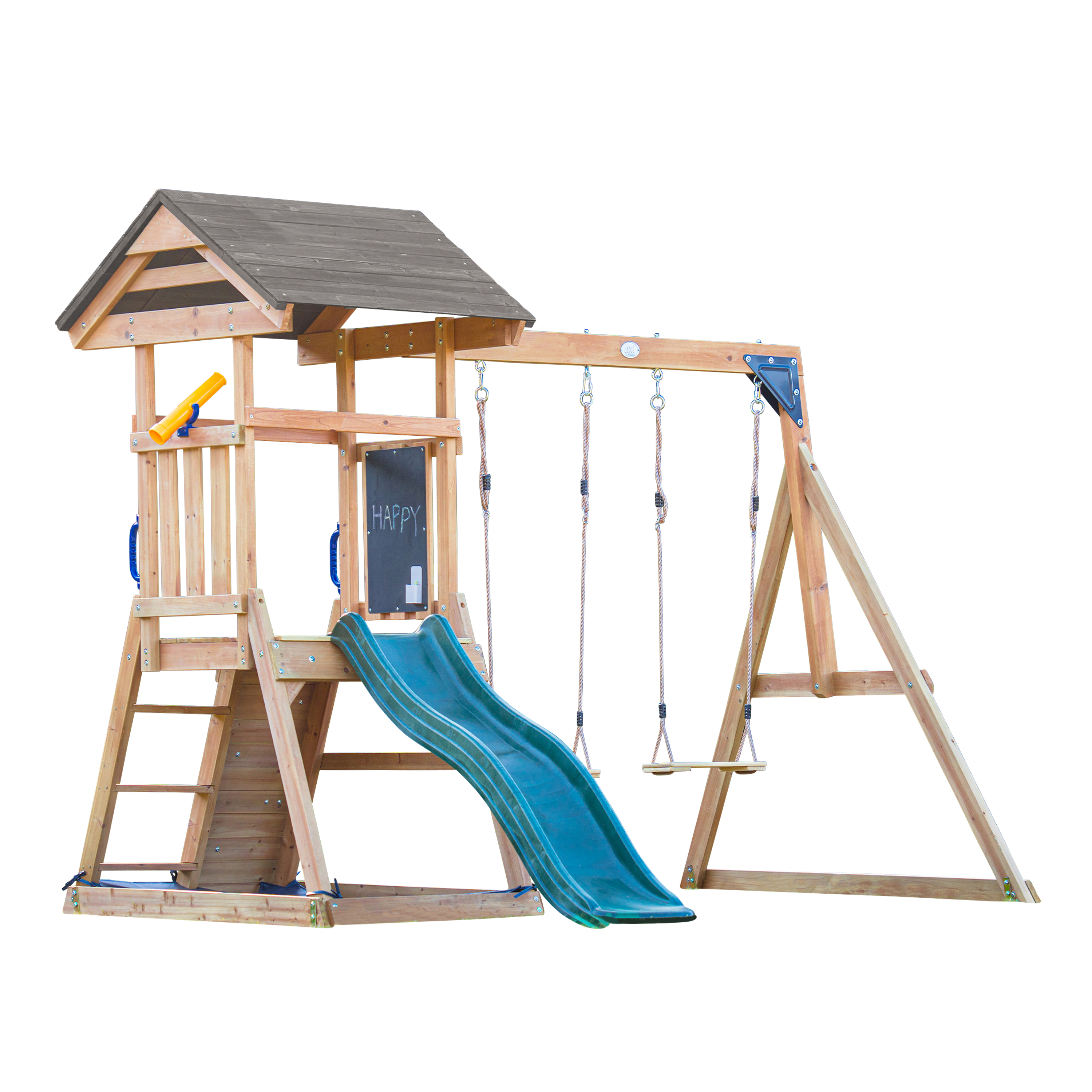 Mia Speeltoestel met Dubbele Schommel – Groene Glijbaan