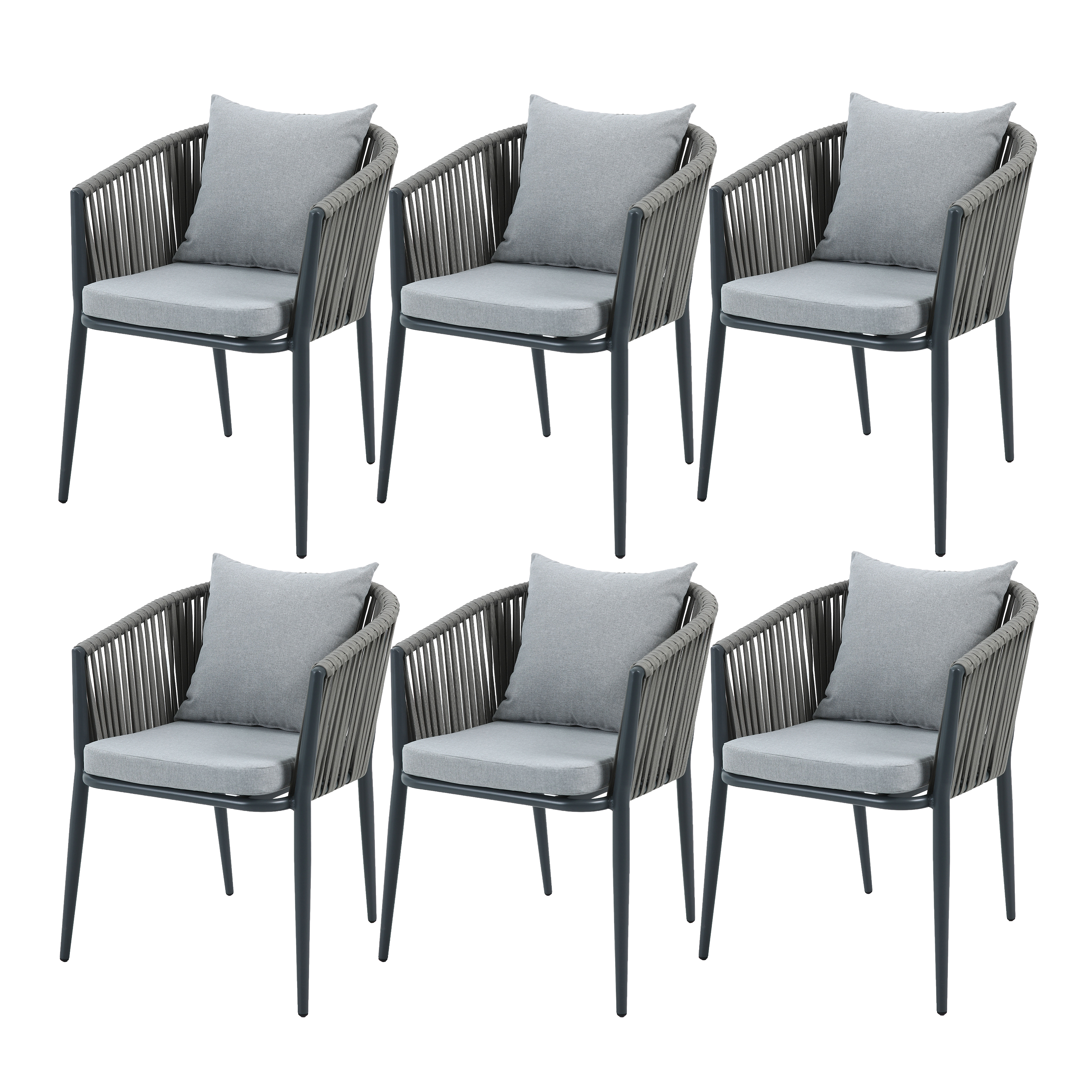 Faye Stoelen Antraciet – Set 6 stuks