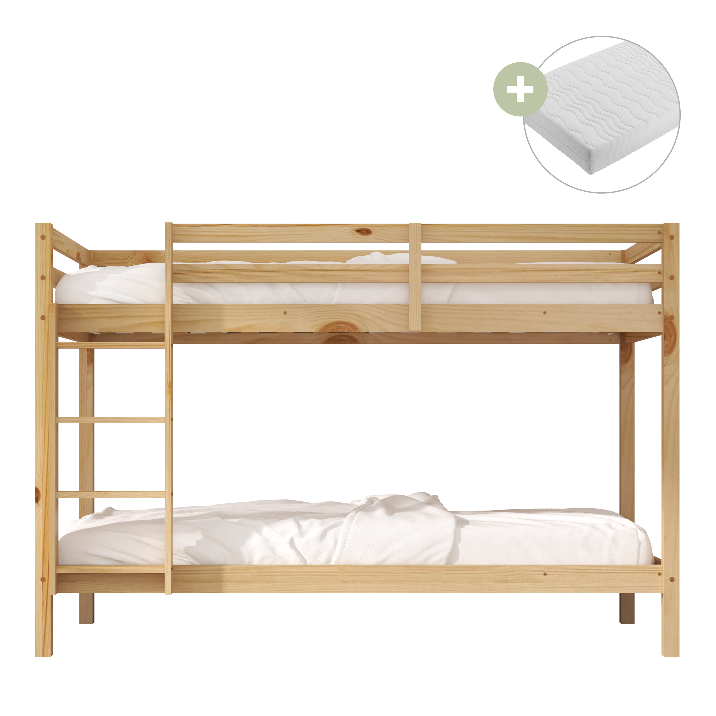 Jip Stapelbed Naturel – Met 2 Matrassen