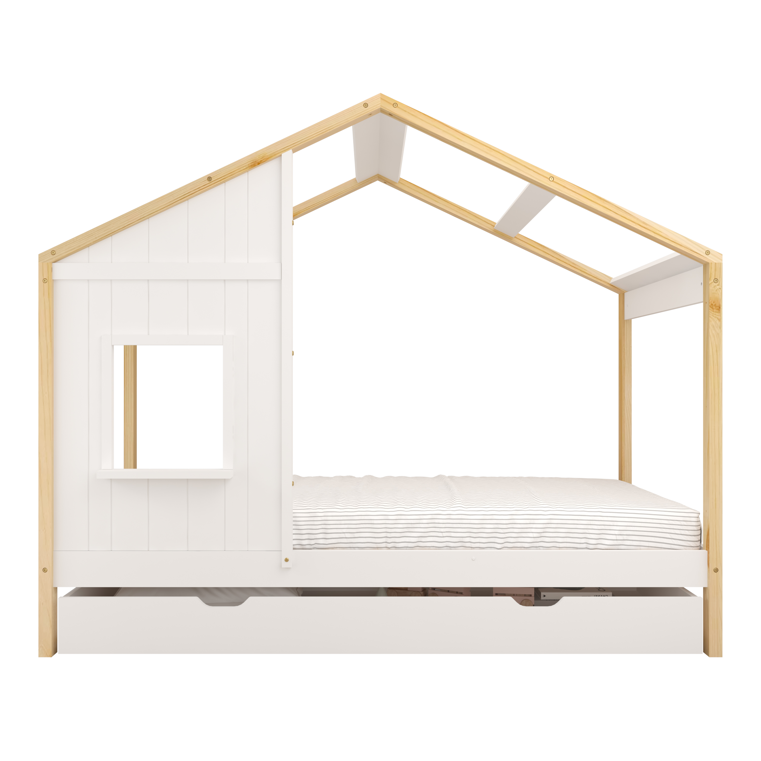 Beau Bedhuisje met Opberglade Naturel/wit – Zonder Matras