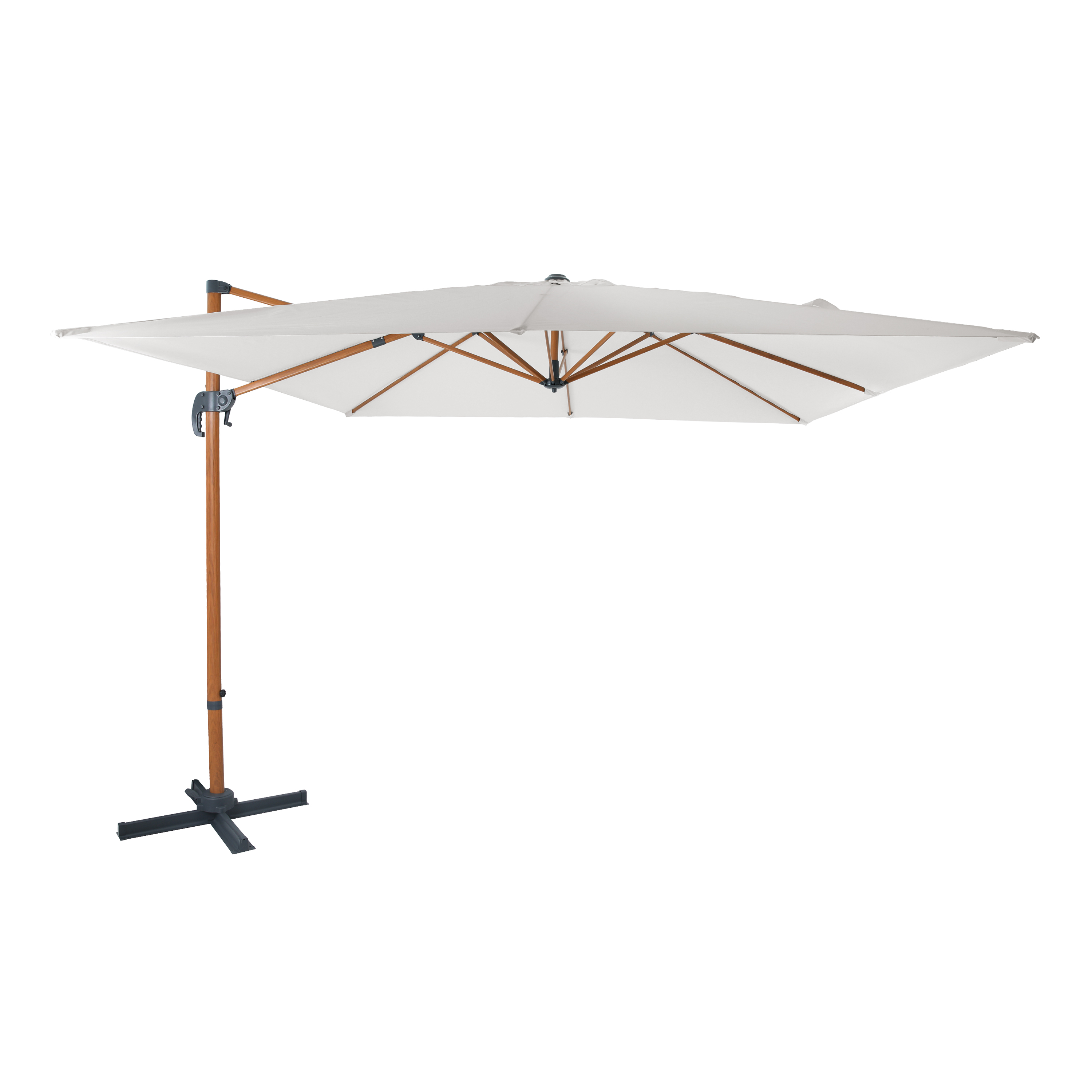 Nima Zweefparasol 300x300 Houtlook/beige