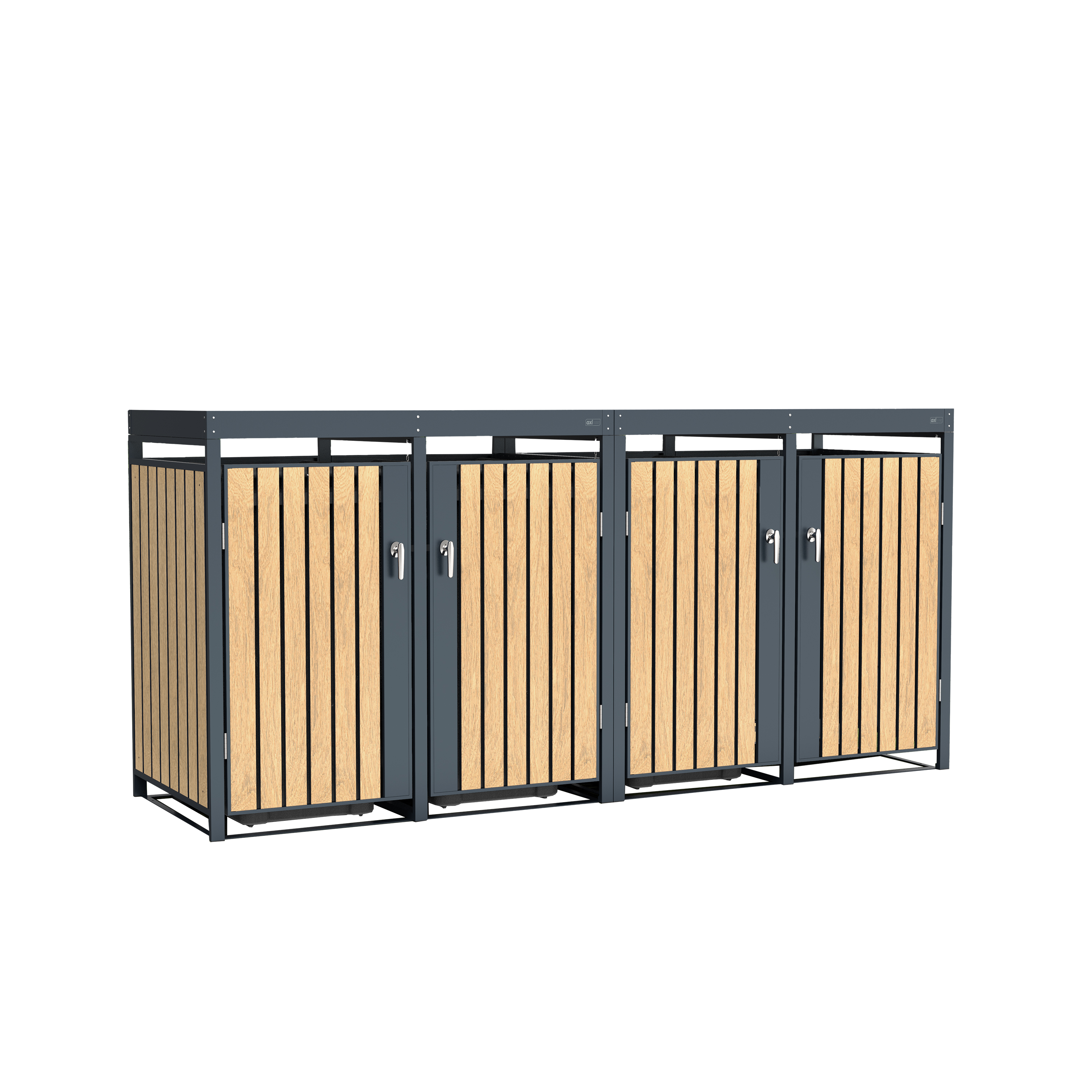 Leon Metalen Containerbak - Antraciet/Houtlook 4x 240L
