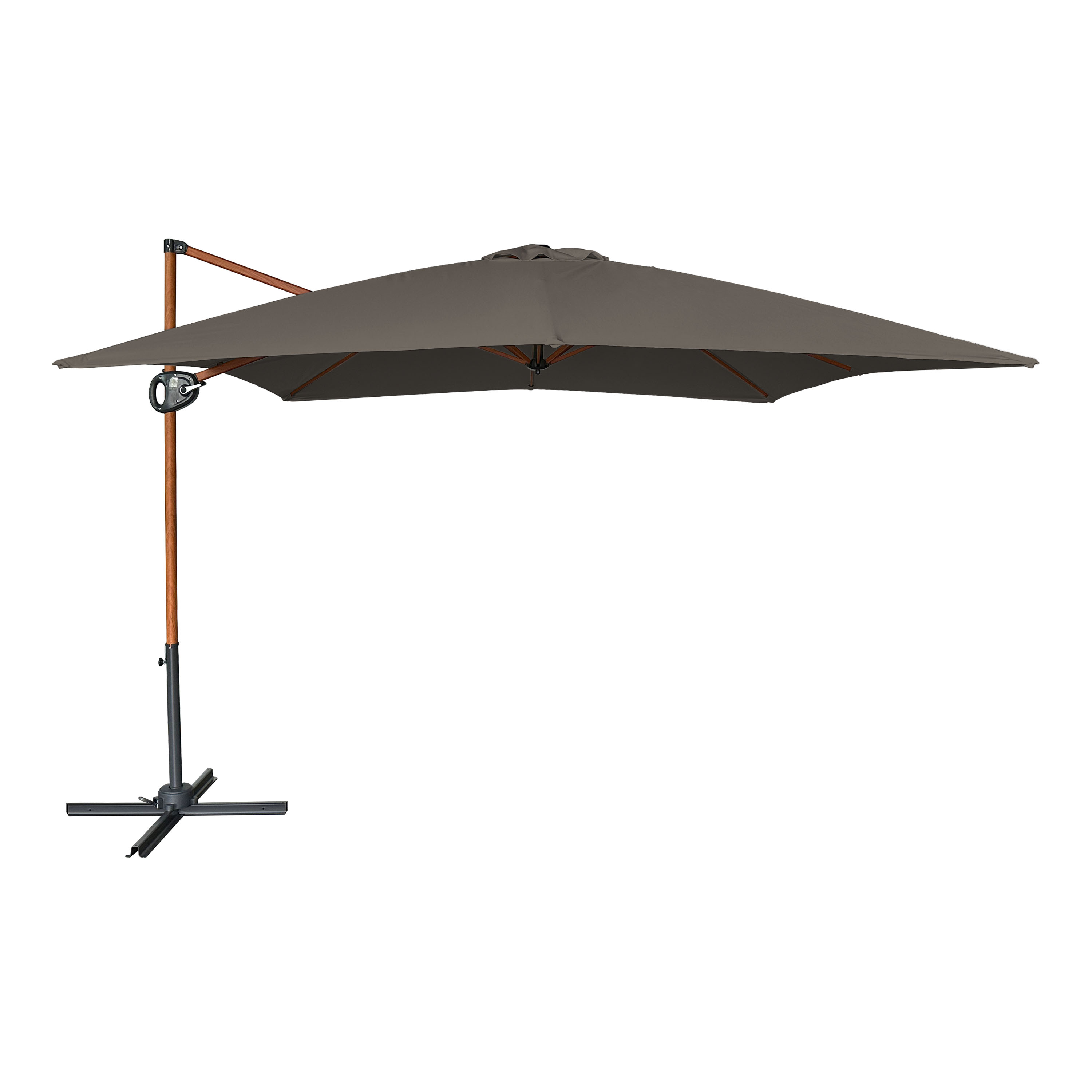 Mira Zweefparasol 300x300cm Houtlook /taupe
