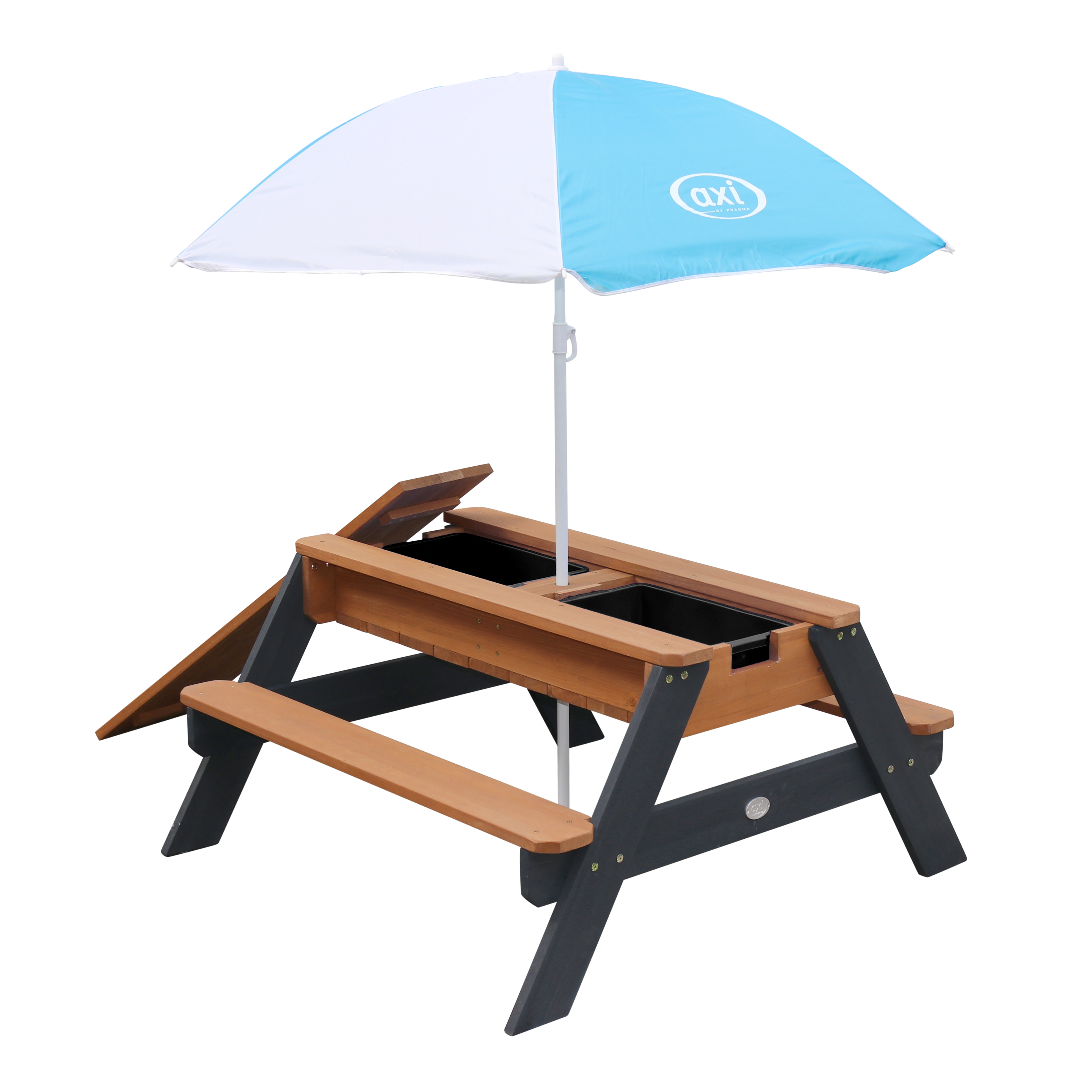 Nick Zand & Water Picknicktafel Antraciet/bruin - Parasol Bl