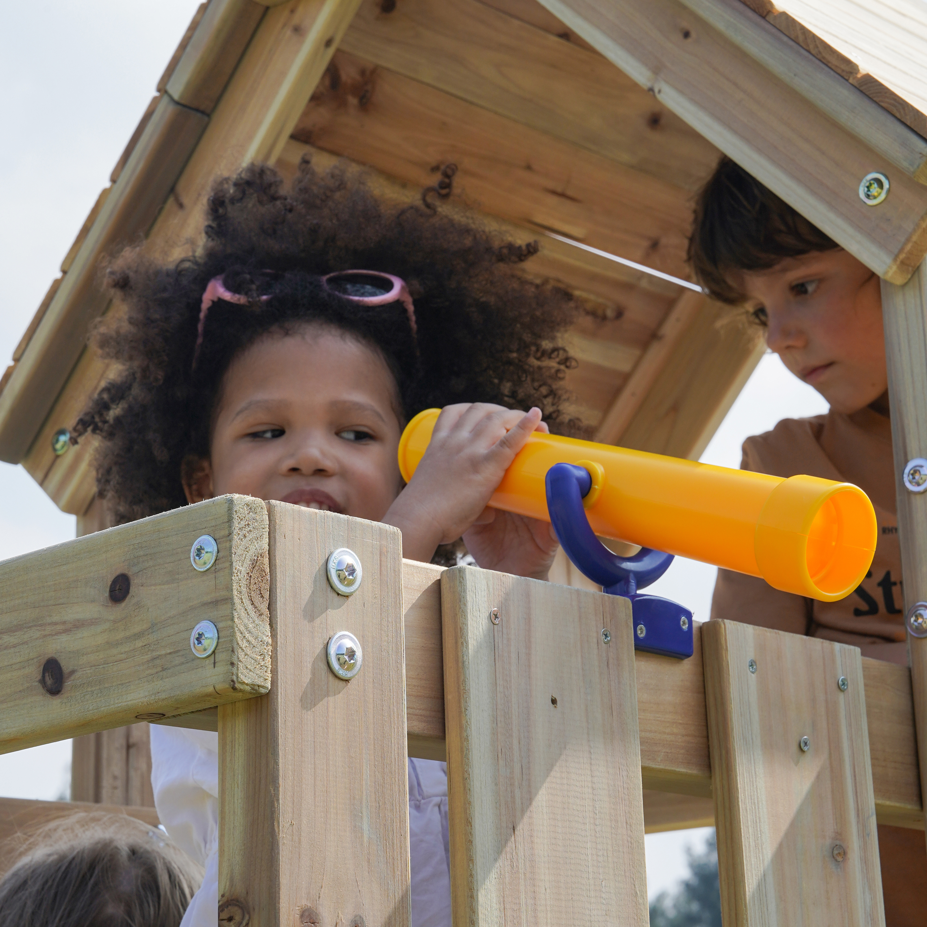 Moos Speeltoestel met Dubbele Schommel en Touwladder Bruin -