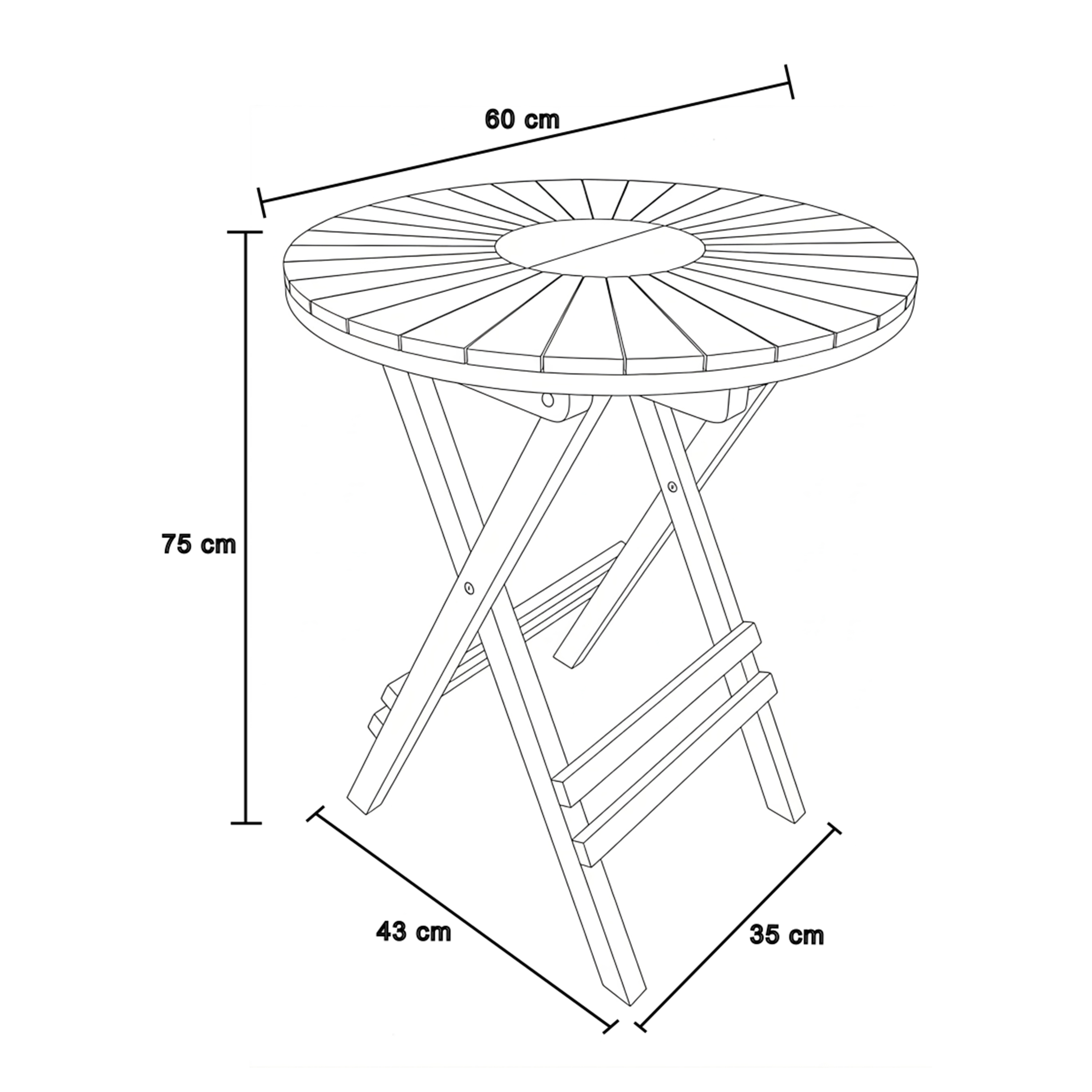 Gia/Mina 60 cm Bistroset 3-delig Teak - Opklapbaar
