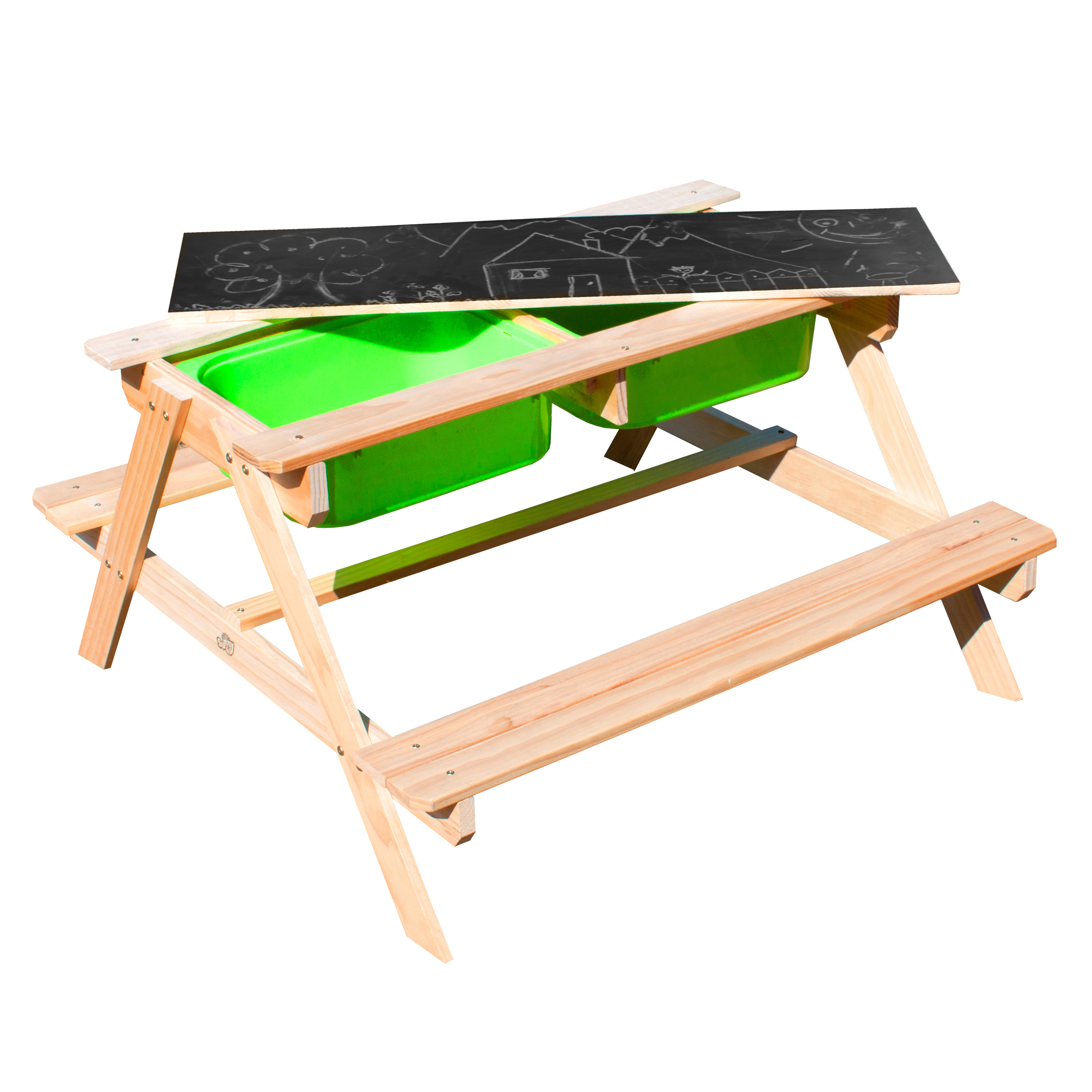 Dual Top 2.0 Zand & Water Picknicktafel met groene bakken