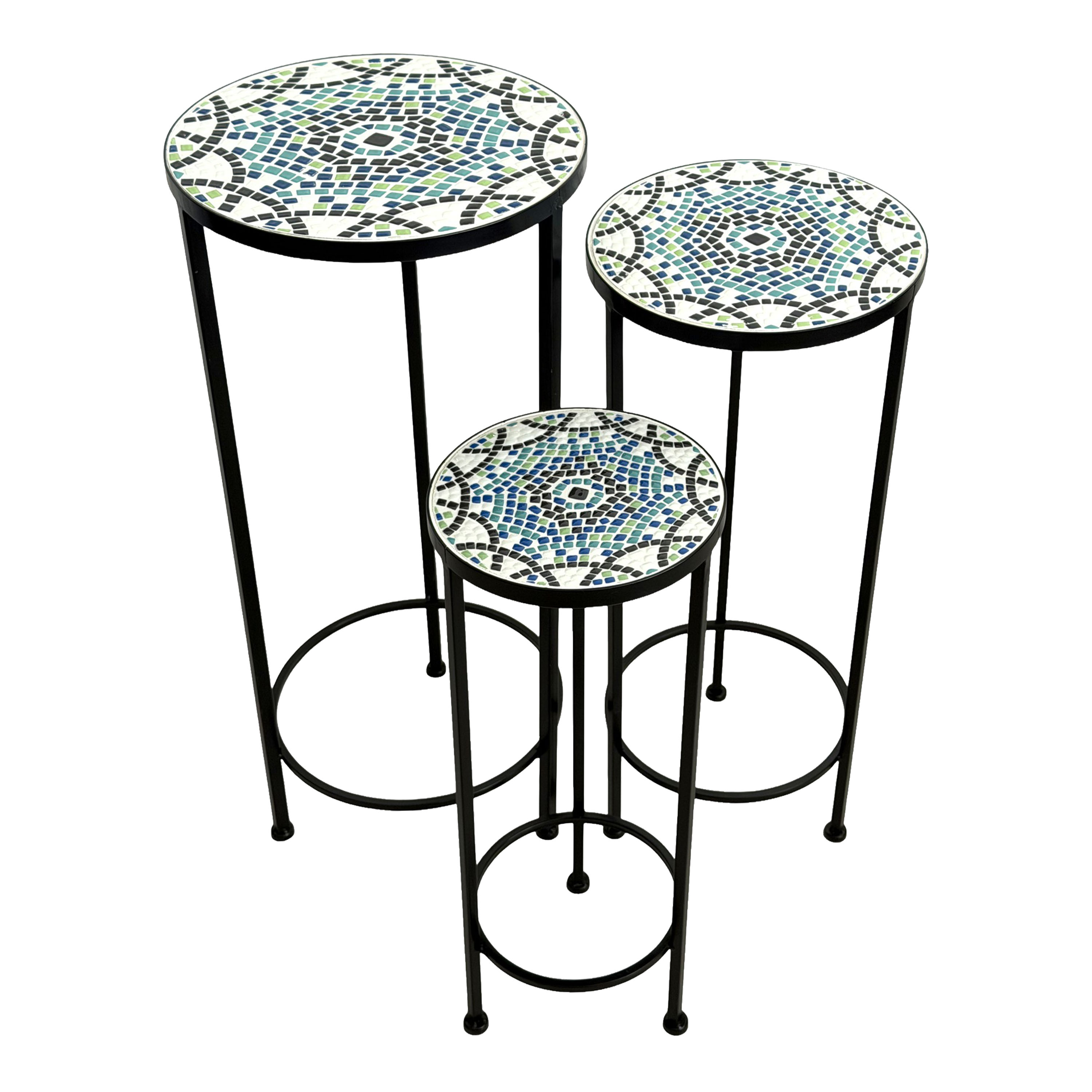Lola Mozaïek Plantentafel Rond Multikleur - Set 3 stuks