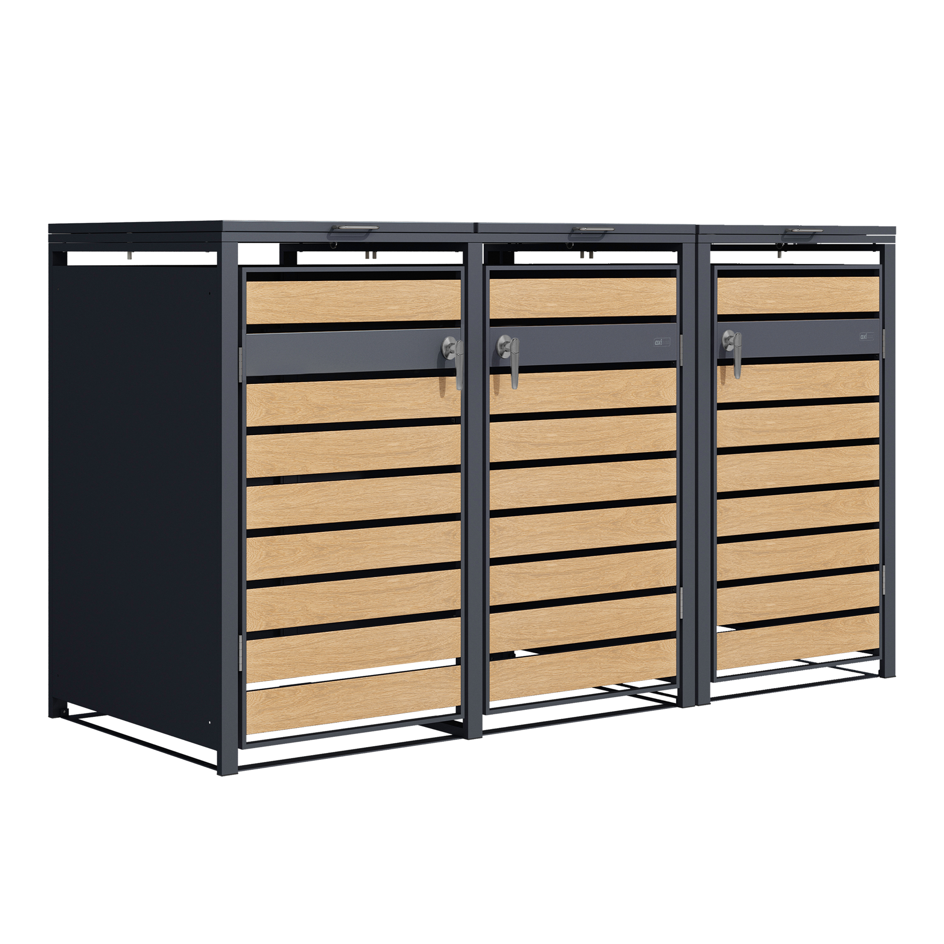 Lucas metalen Containerombouw Antraciet/houtlook 3x 240L