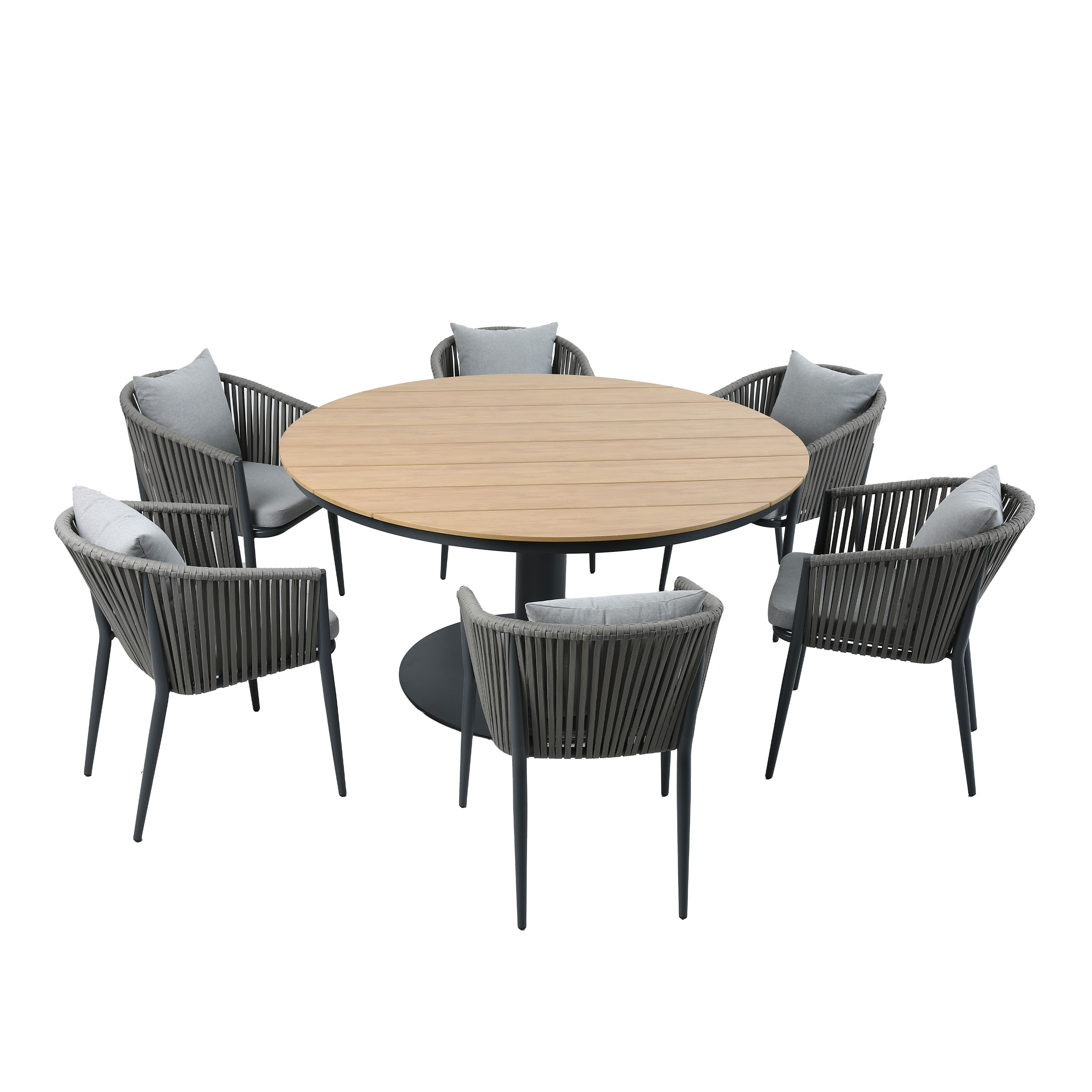 Jay/Faye 150 cm Dining Tuinset 7-delig - Antraciet
