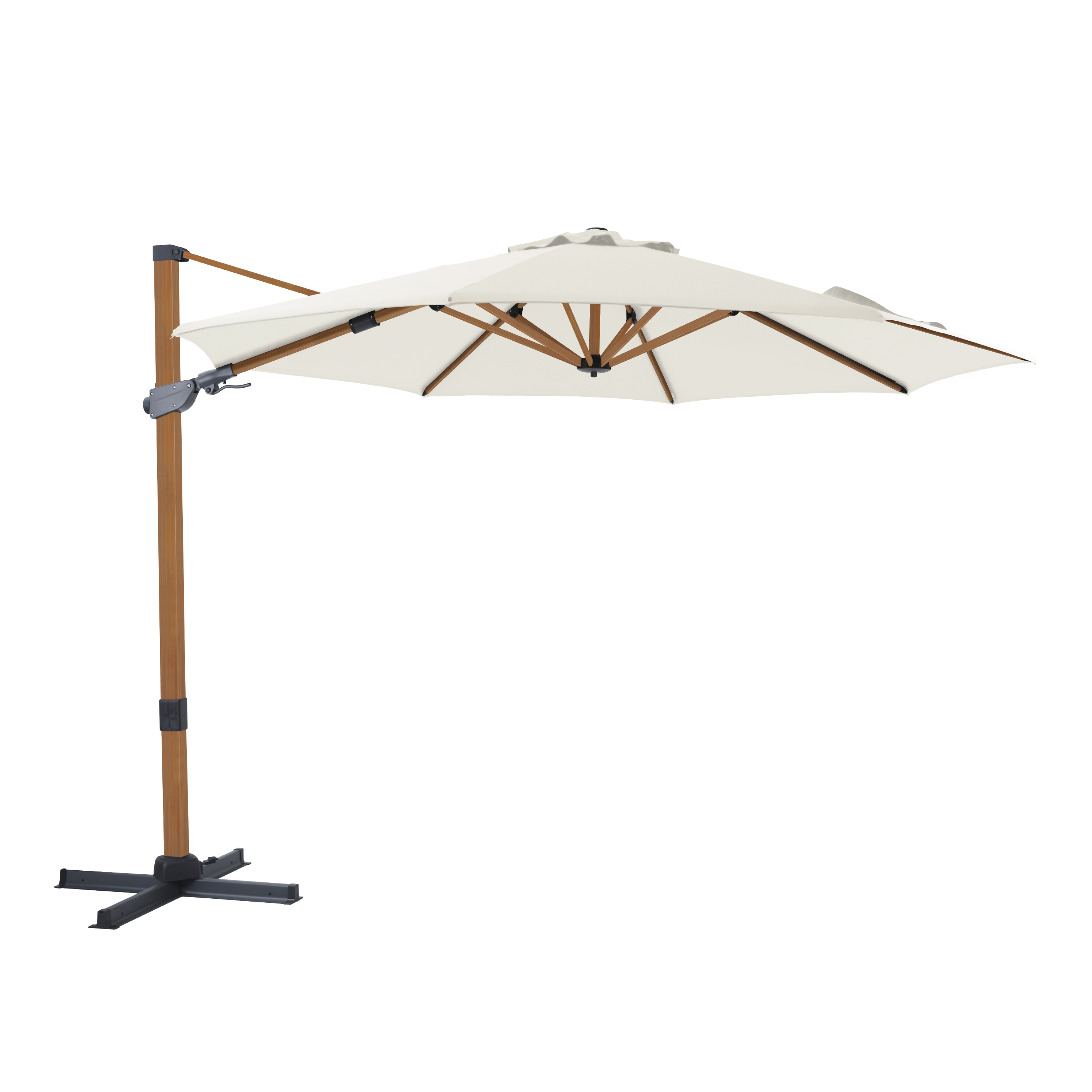 Cyrus Premium Zweefparasol Ø 300cm Houtlook/beige