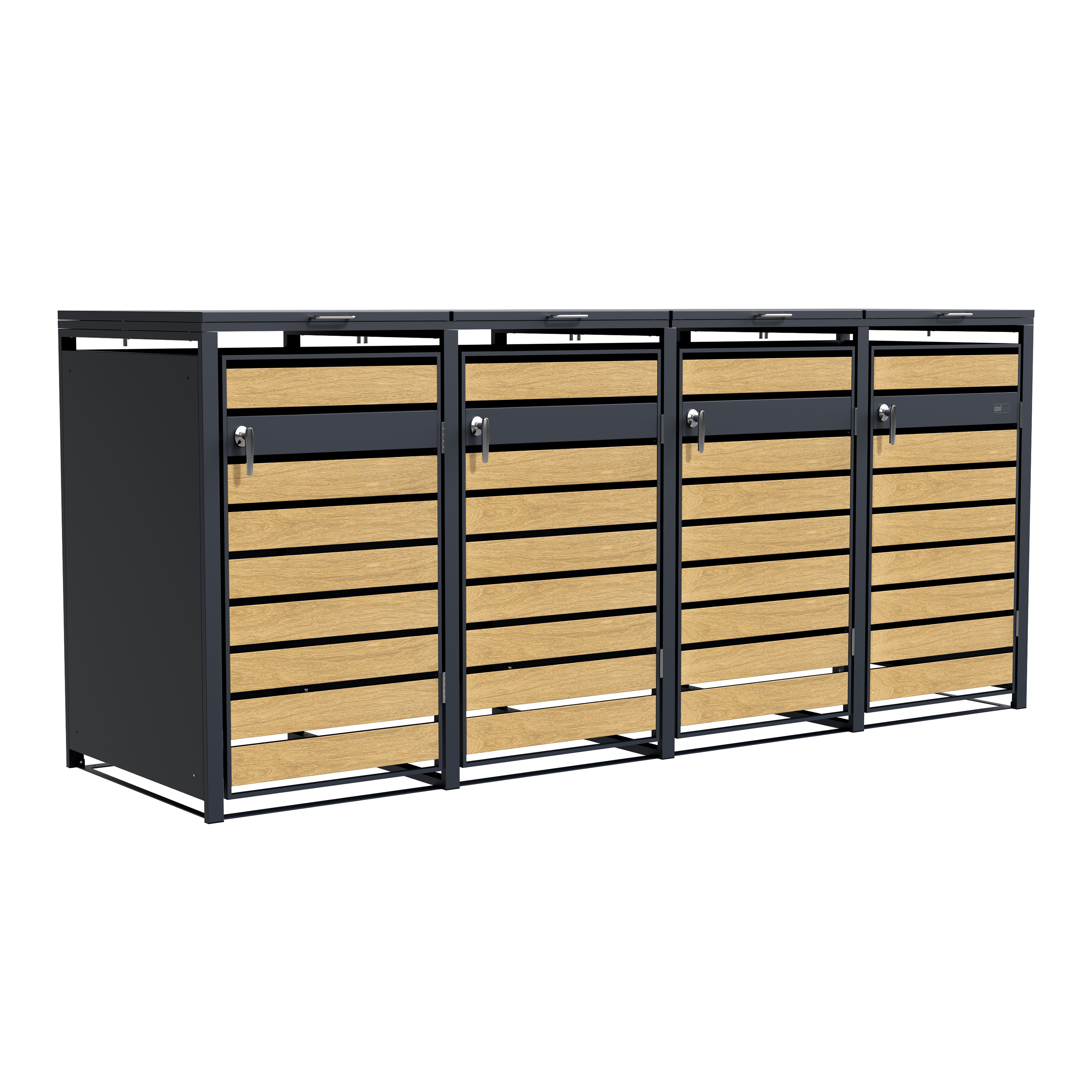 Lucas metalen Containerombouw Antraciet/houtlook 4x 240L