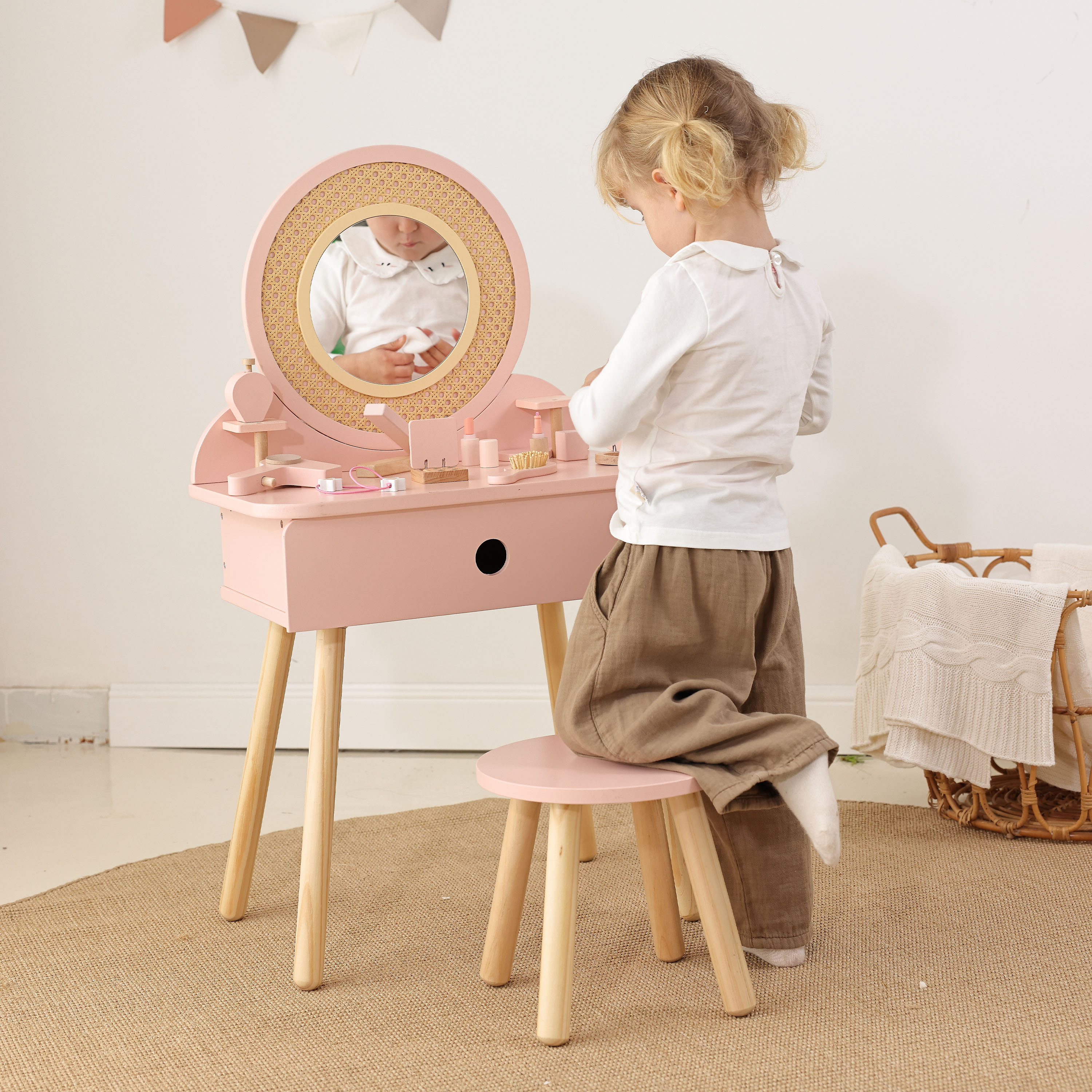 Houten Kaptafel in Rotanlook
