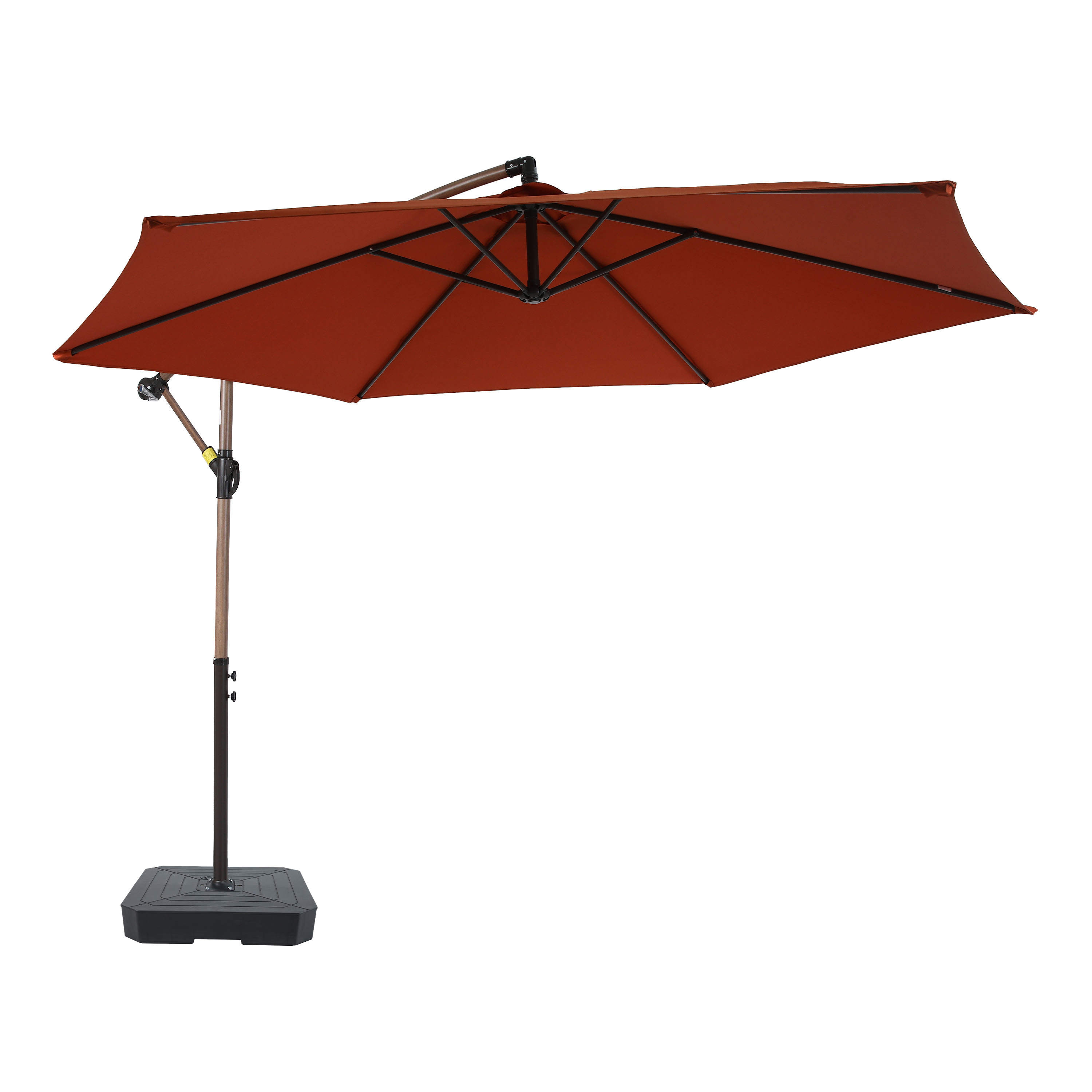 Dion Parasol Ø 300cm incl parasoelvoet Eikenlook/terracotta