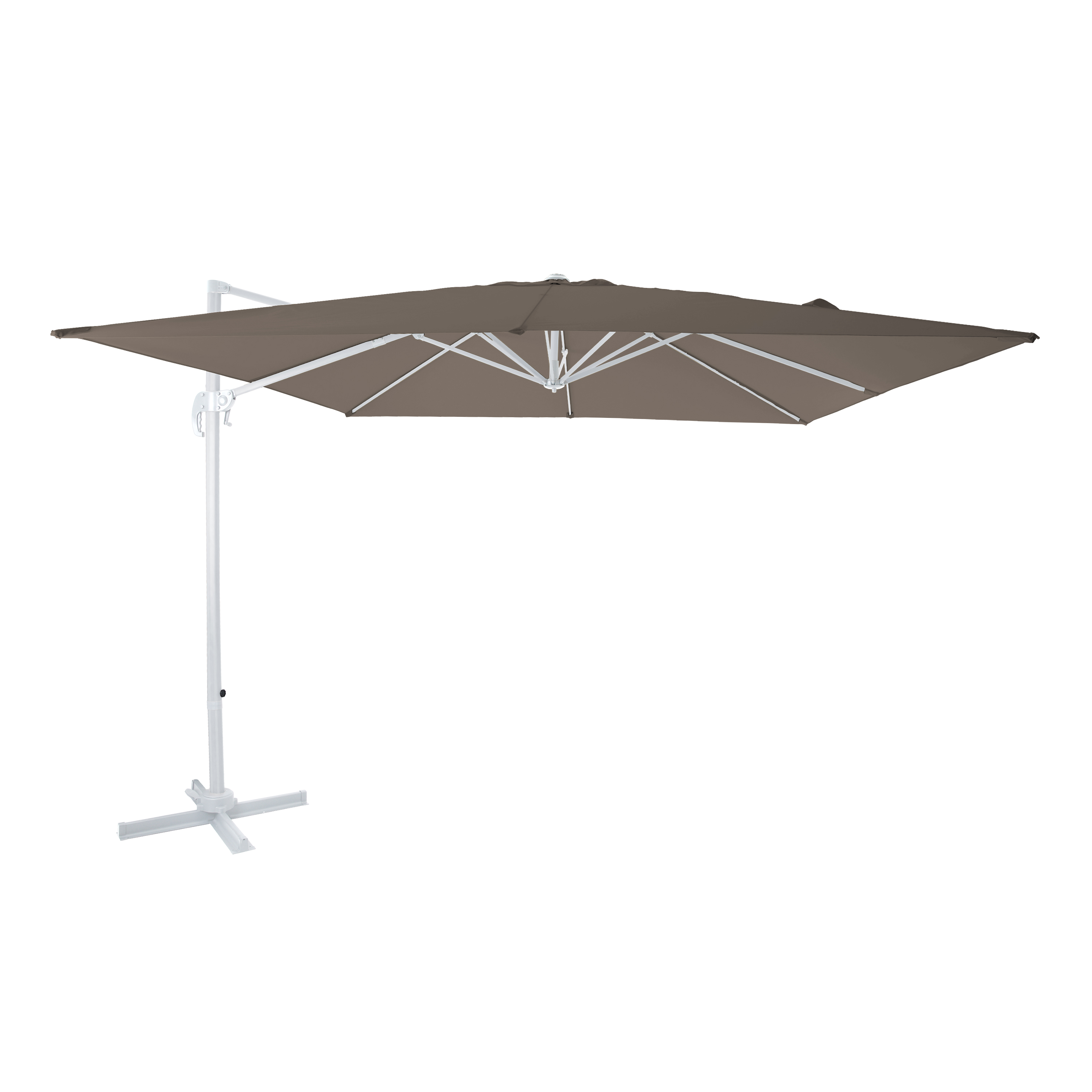 Nima Zweefparasol 300x300 Wit/taupe
