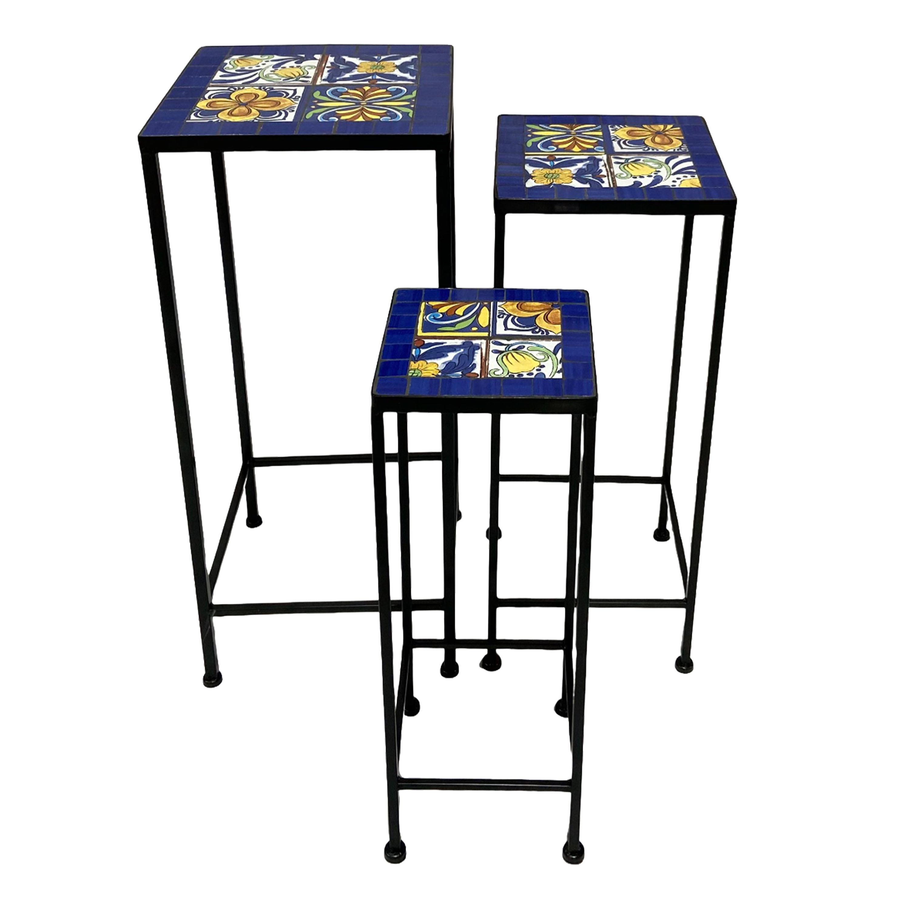 Eline Mozaïek Plantentafel Mediterrane stijl Blauw/geel-Set