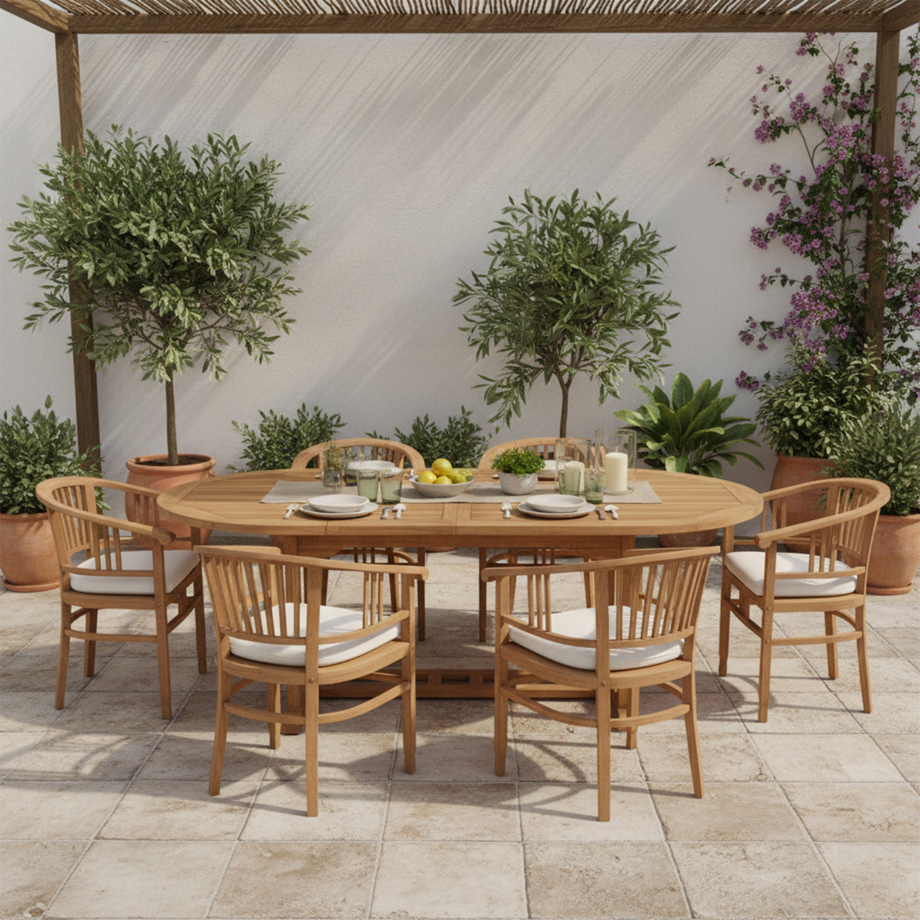 Marzi/Talia 180-240 cm Dining Tuinset 7-delig Teak
