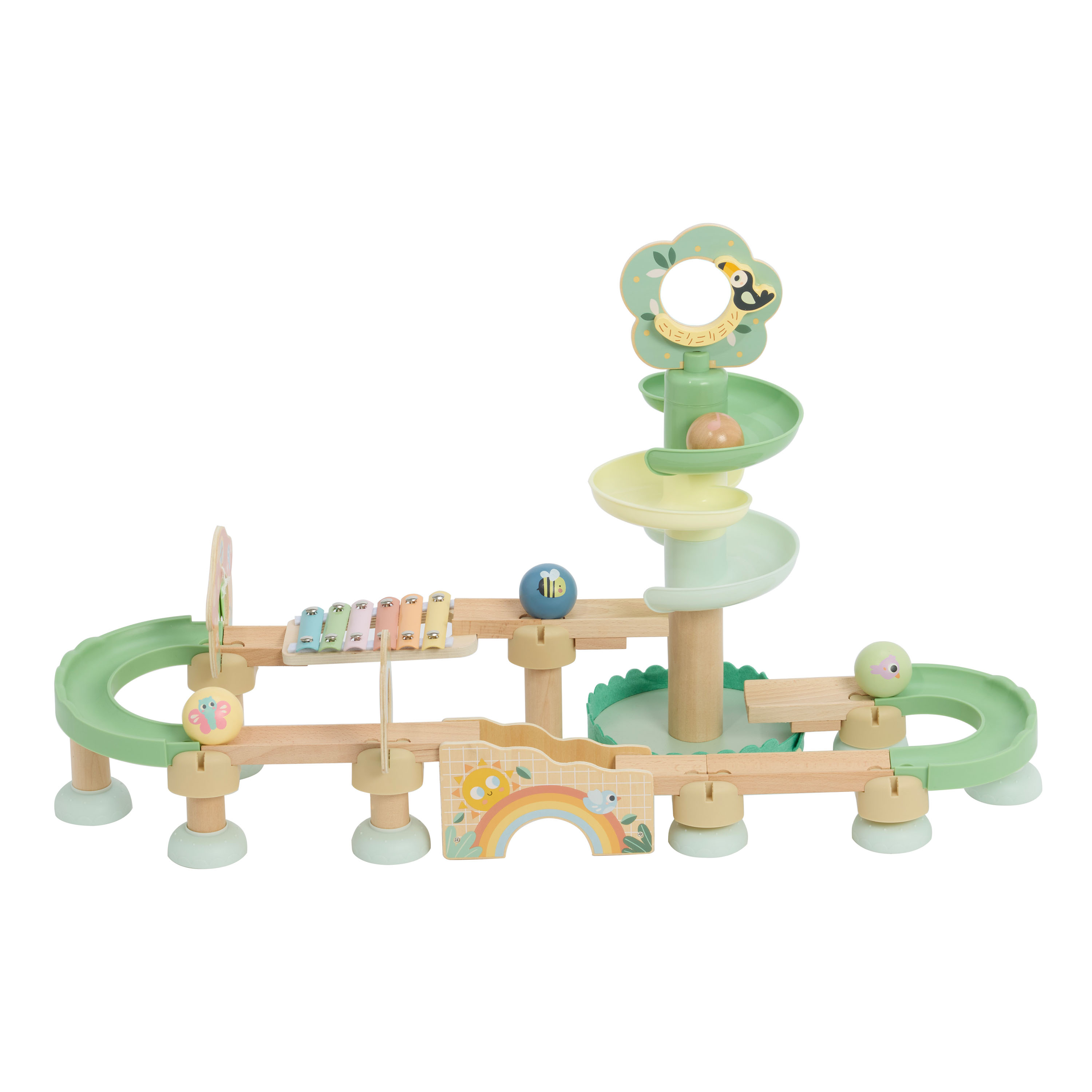 Baby Houten Knikkerbaan – Pastel Groen