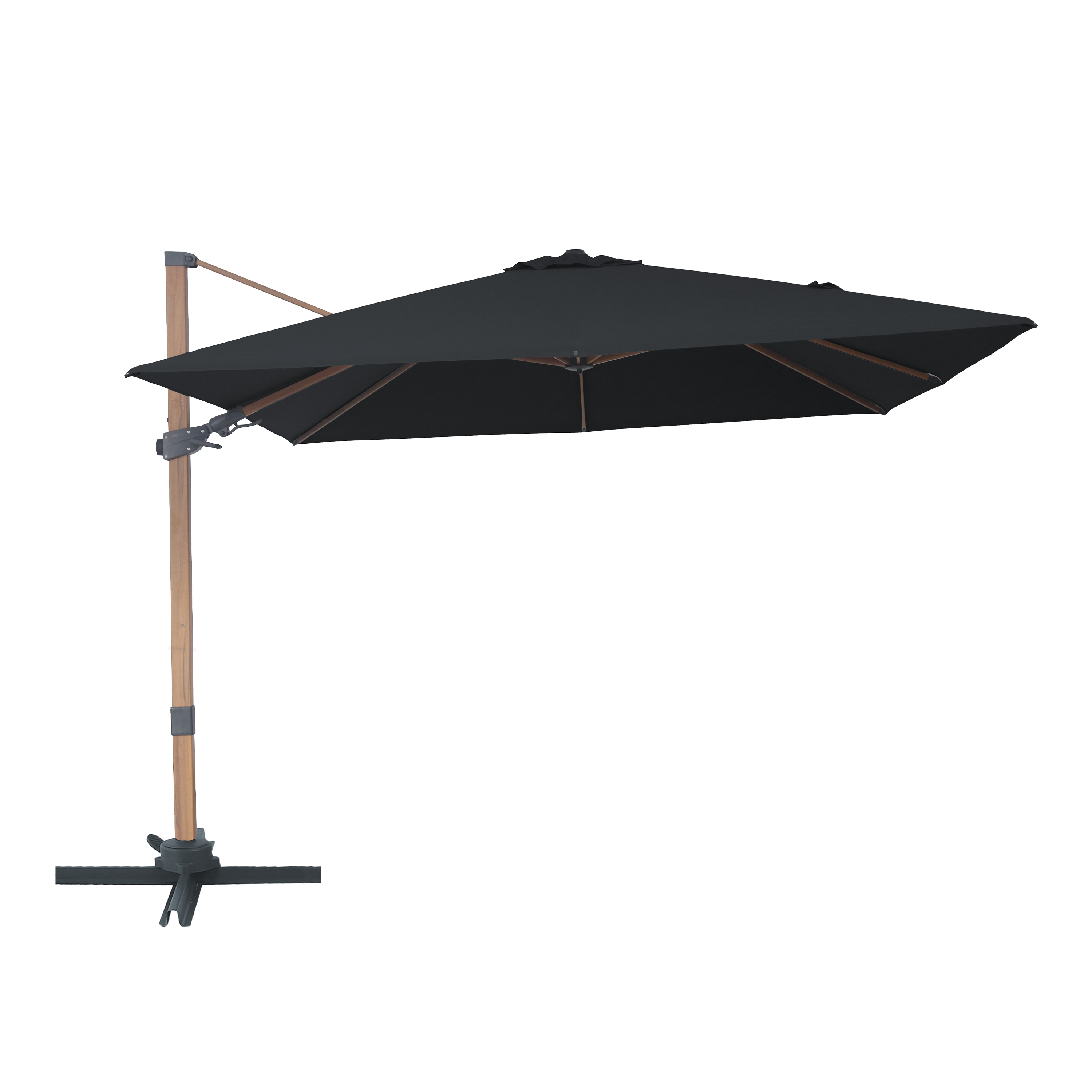Alina Zweefparasol 300x300cm Houtlook/grijs