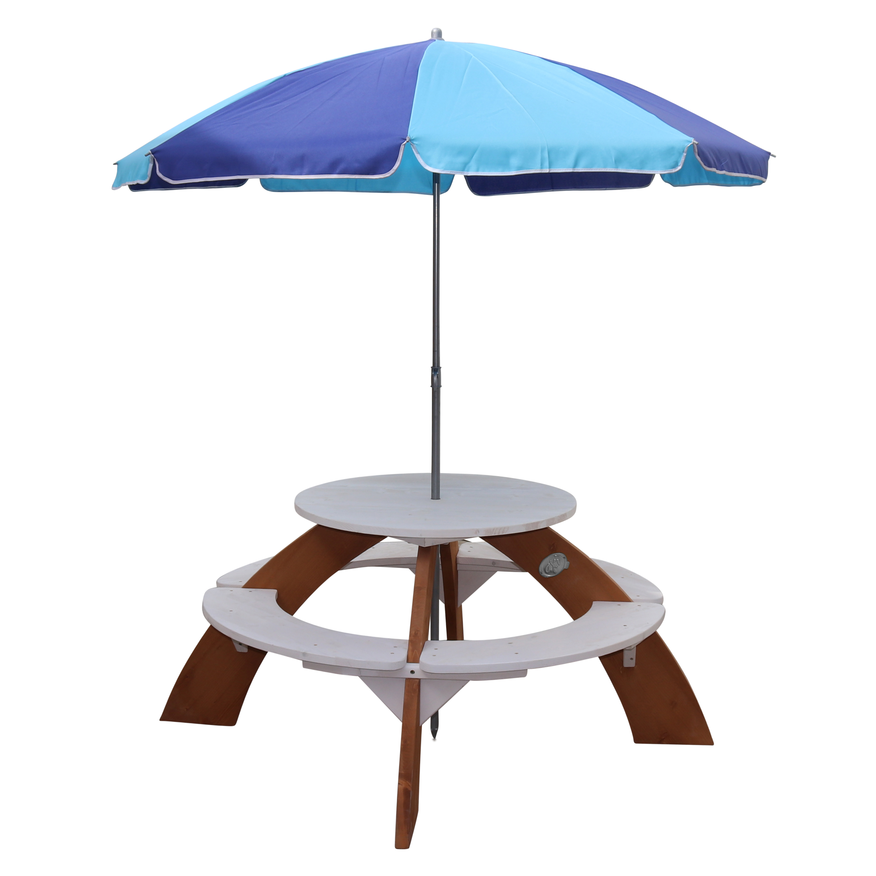 Orion Picknicktafel Grijs/wit - Parasol Blauw