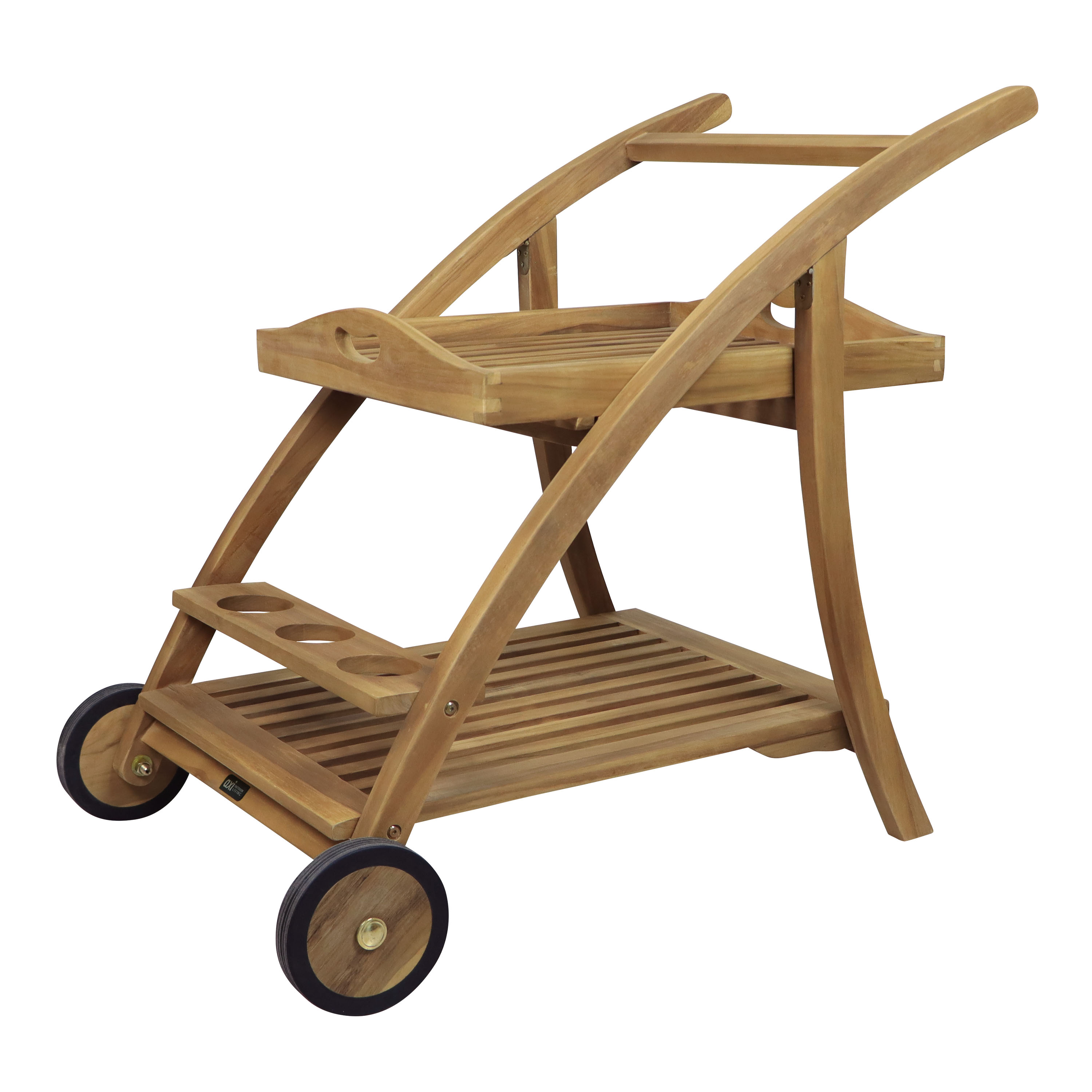 Adi Teak Serveerwagen met Afneembaar Dienblad