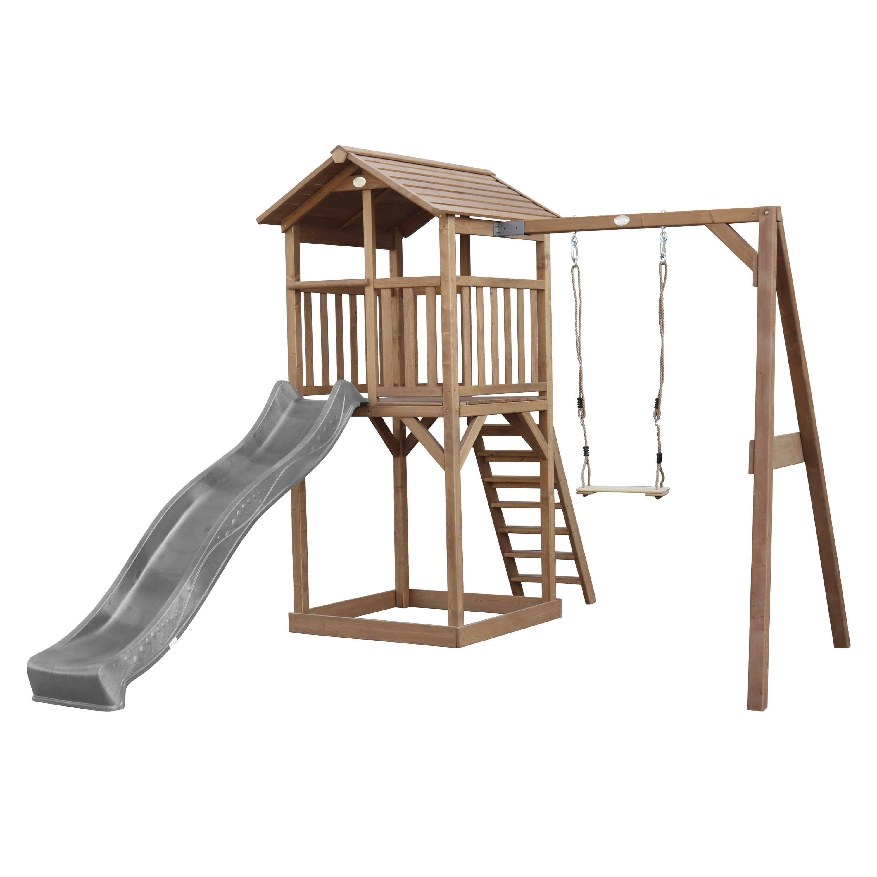 Beach Tower Speeltoren met Enkele Schommel Bruin - Grijze Gl