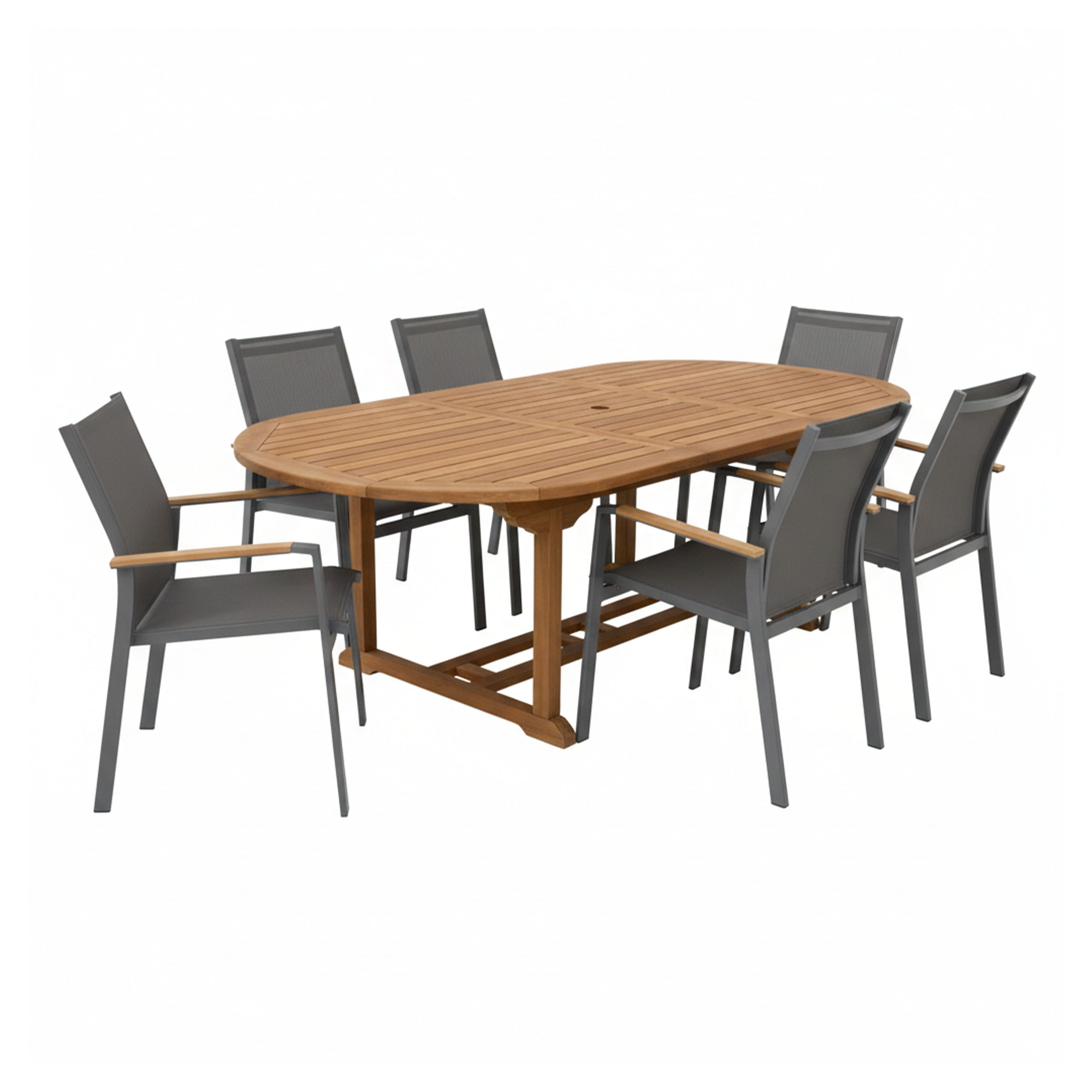 Marzi/Alva 180-240 cm Dining Tuinset 7-delig Teak