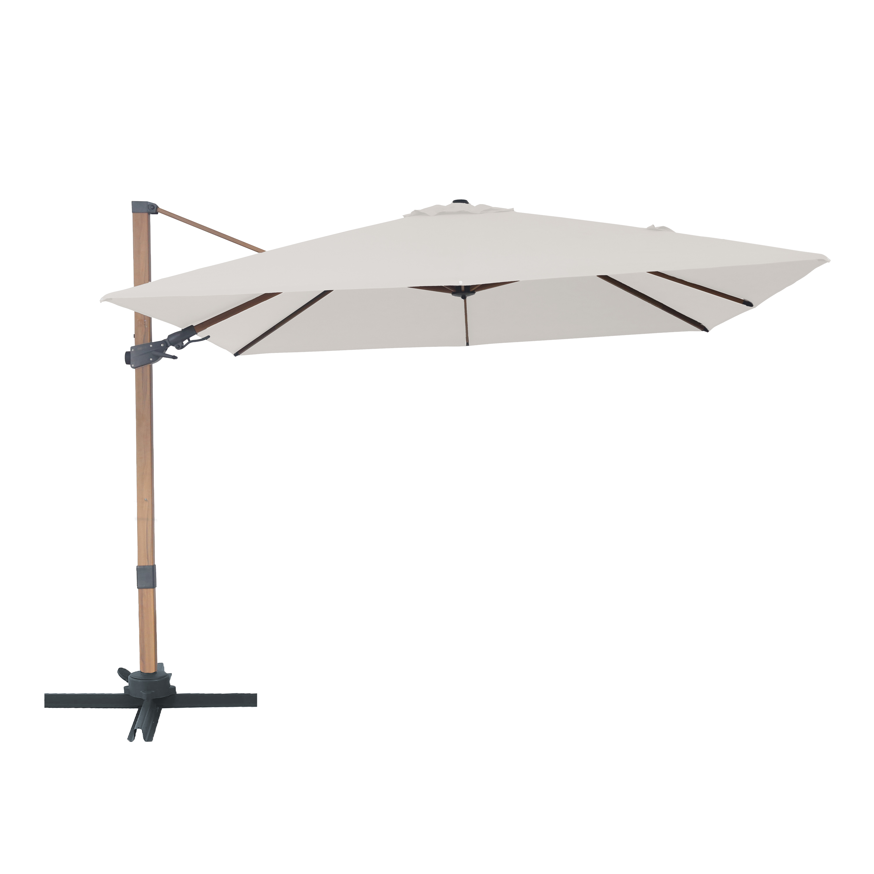 Alina Zweefparasol 300x300cm Houtlook /beige
