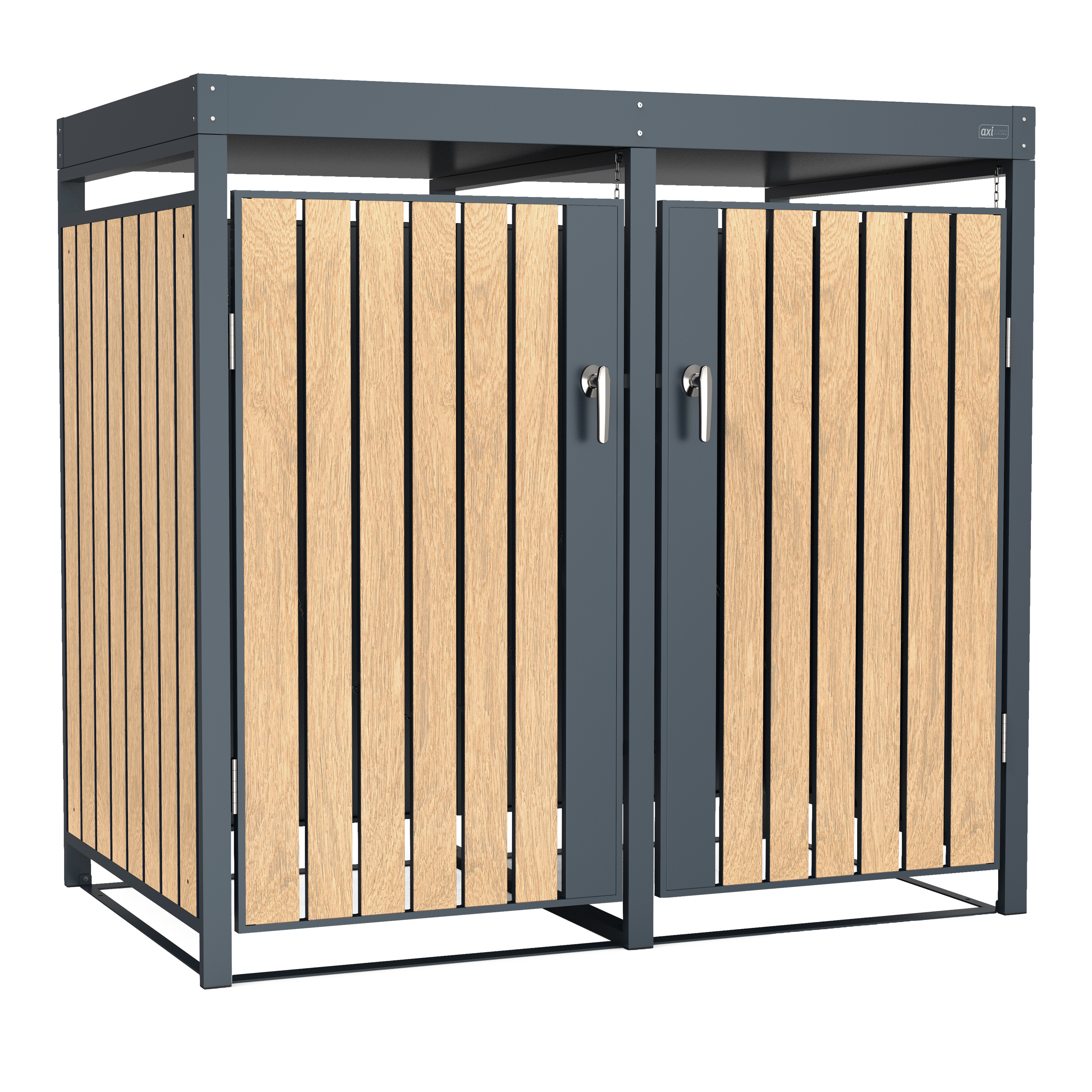Leon Metalen Containerbak - Antraciet/Houtlook 2x 240L