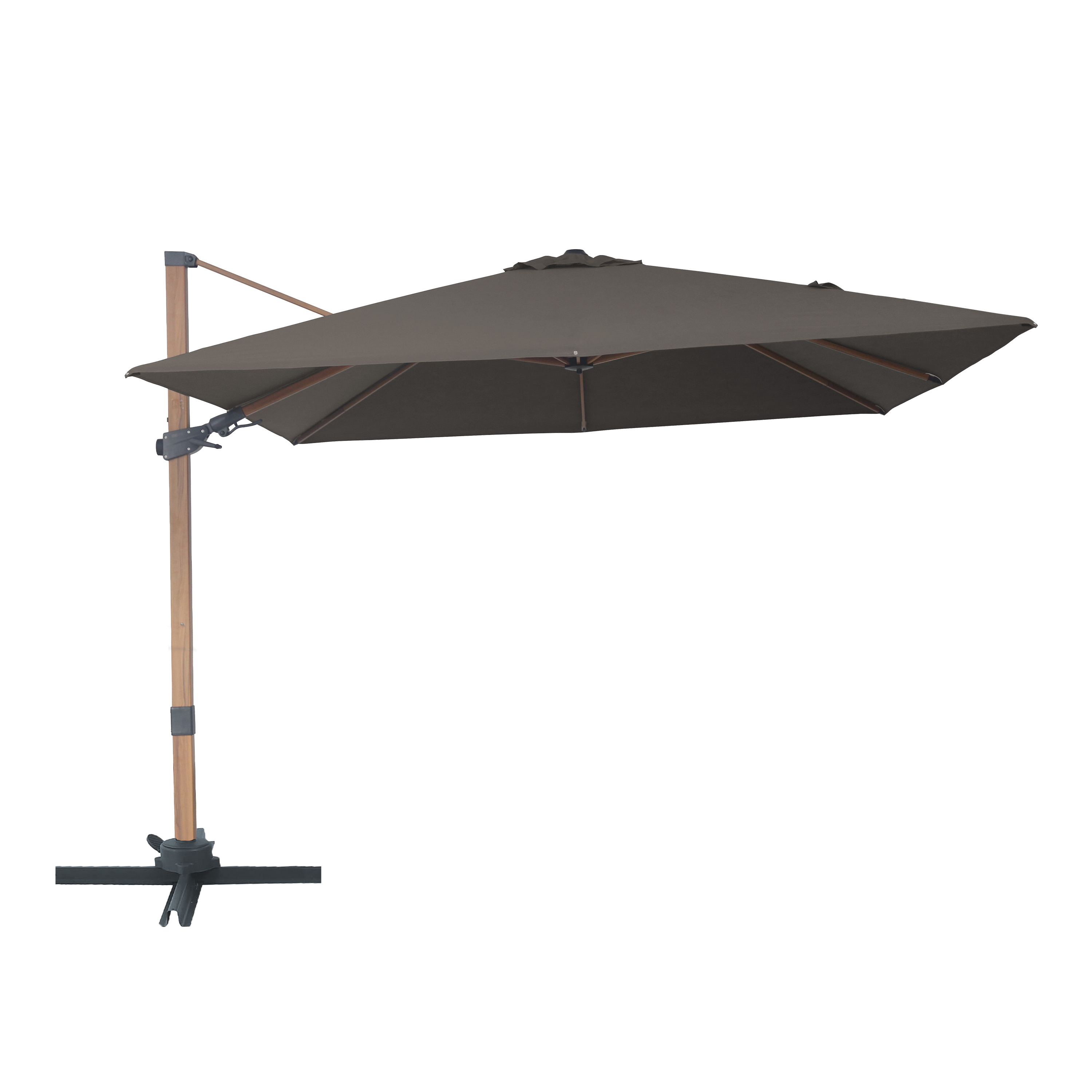 Alina Zweefparasol 300x300cm Houtlook /taupe