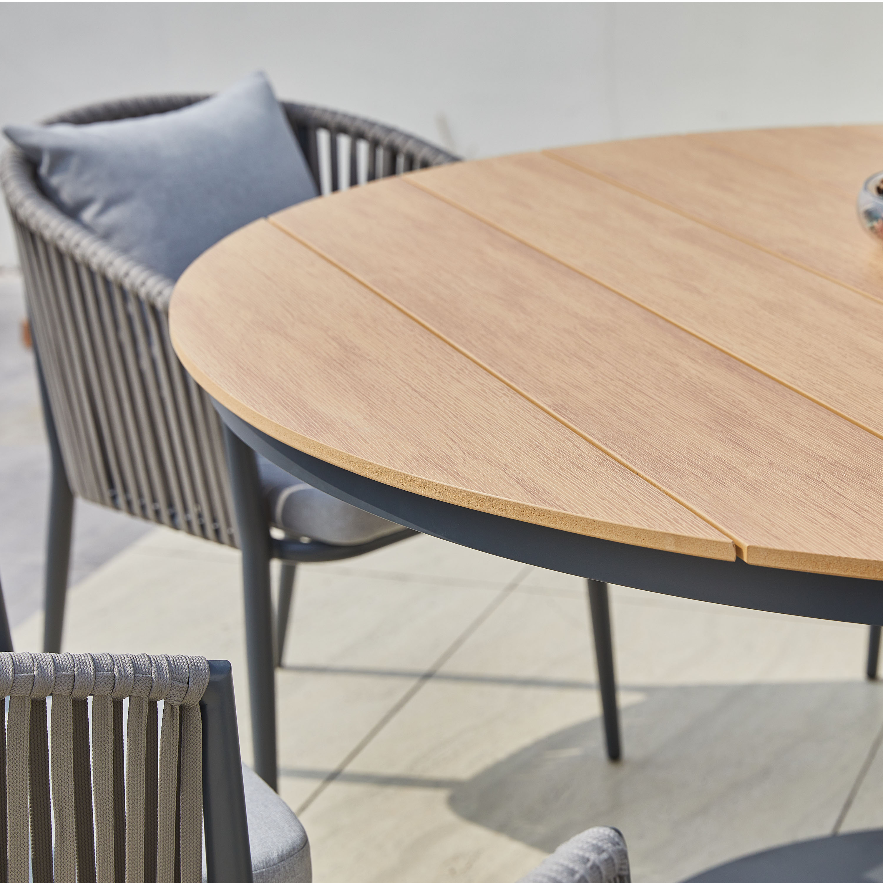 Jay/Faye 150 cm Dining Tuinset 7-delig - Antraciet