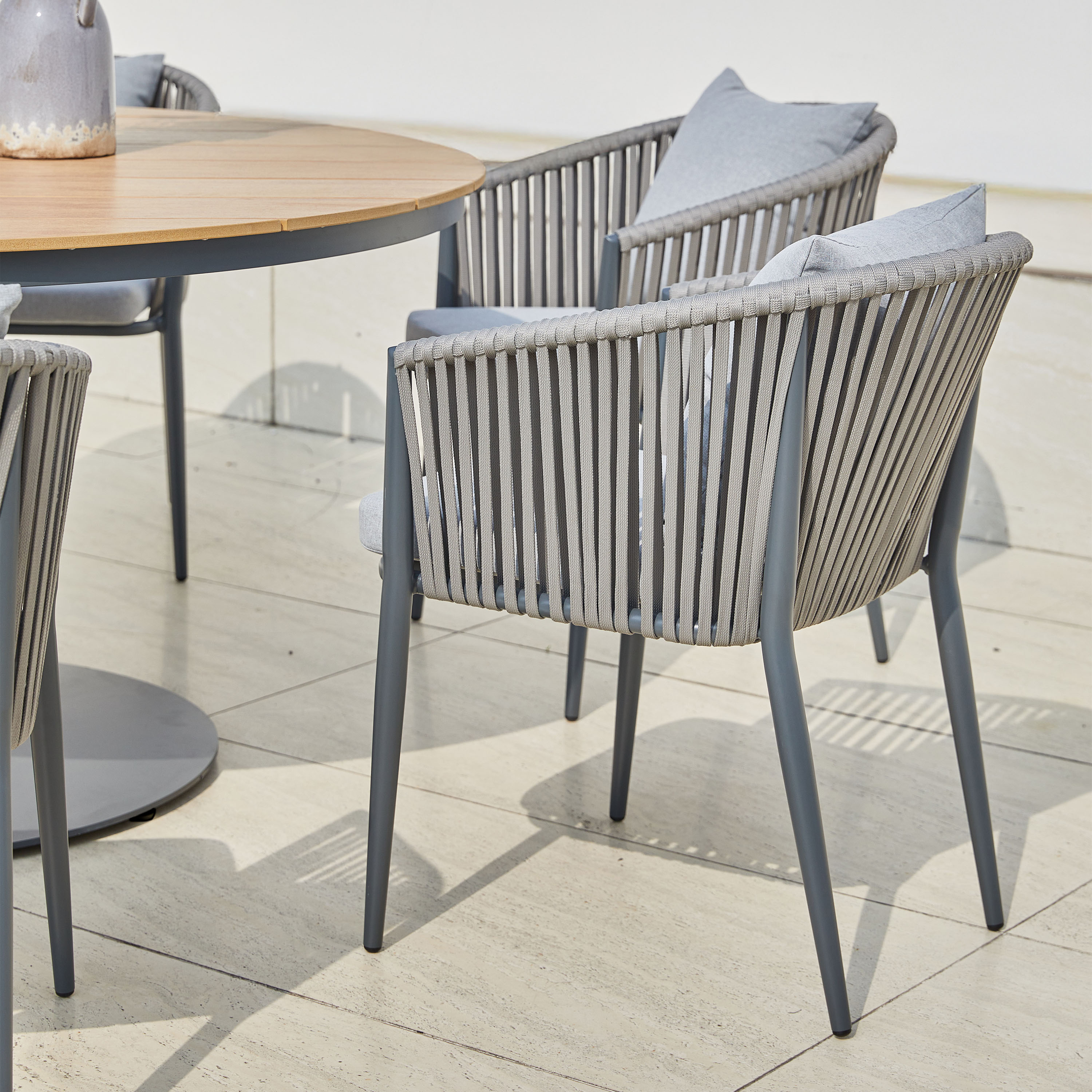 Jay/Faye 150 cm Dining Tuinset 7-delig - Antraciet