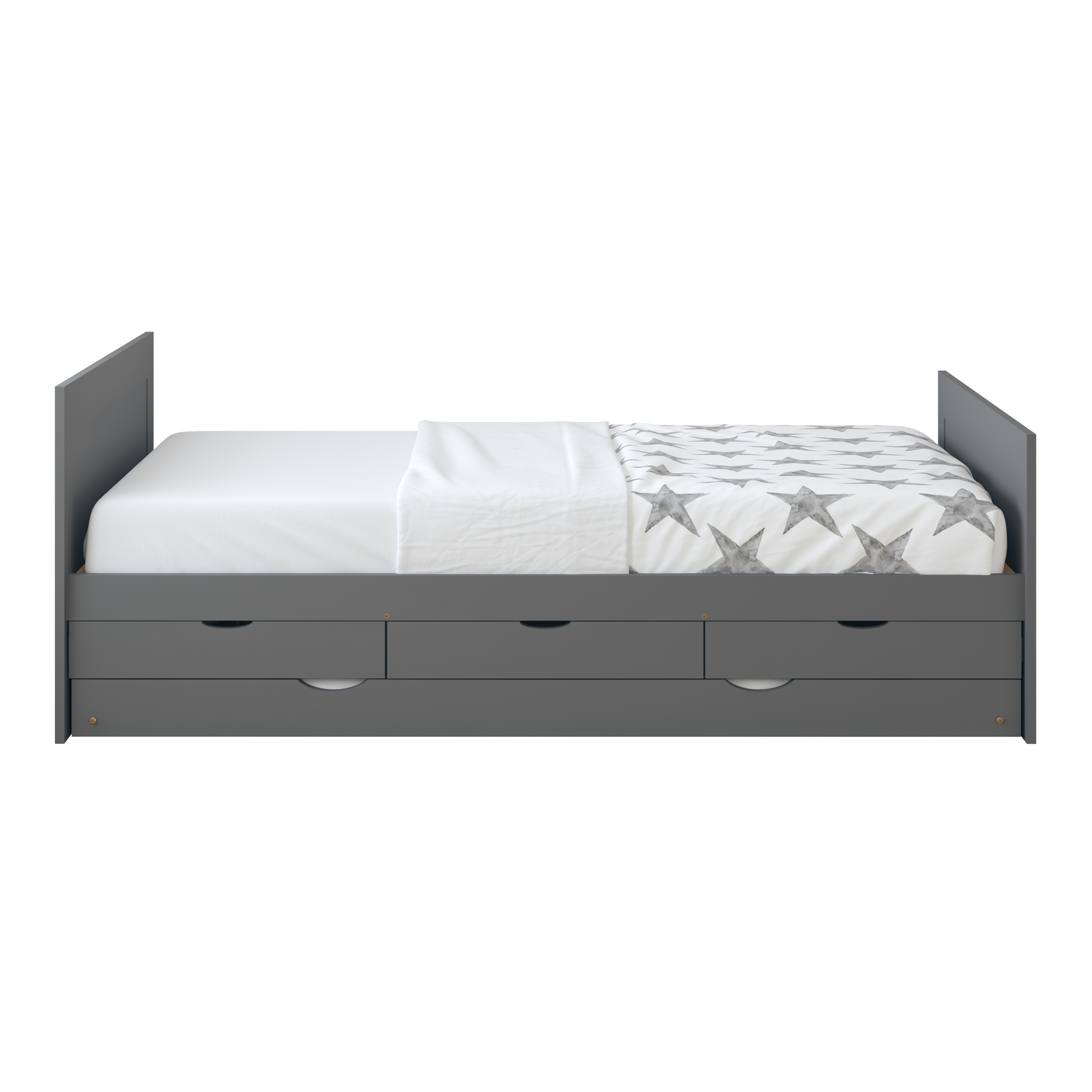 Eli Kinderbed met Onderschuifbed Grijs – Zonder Matras