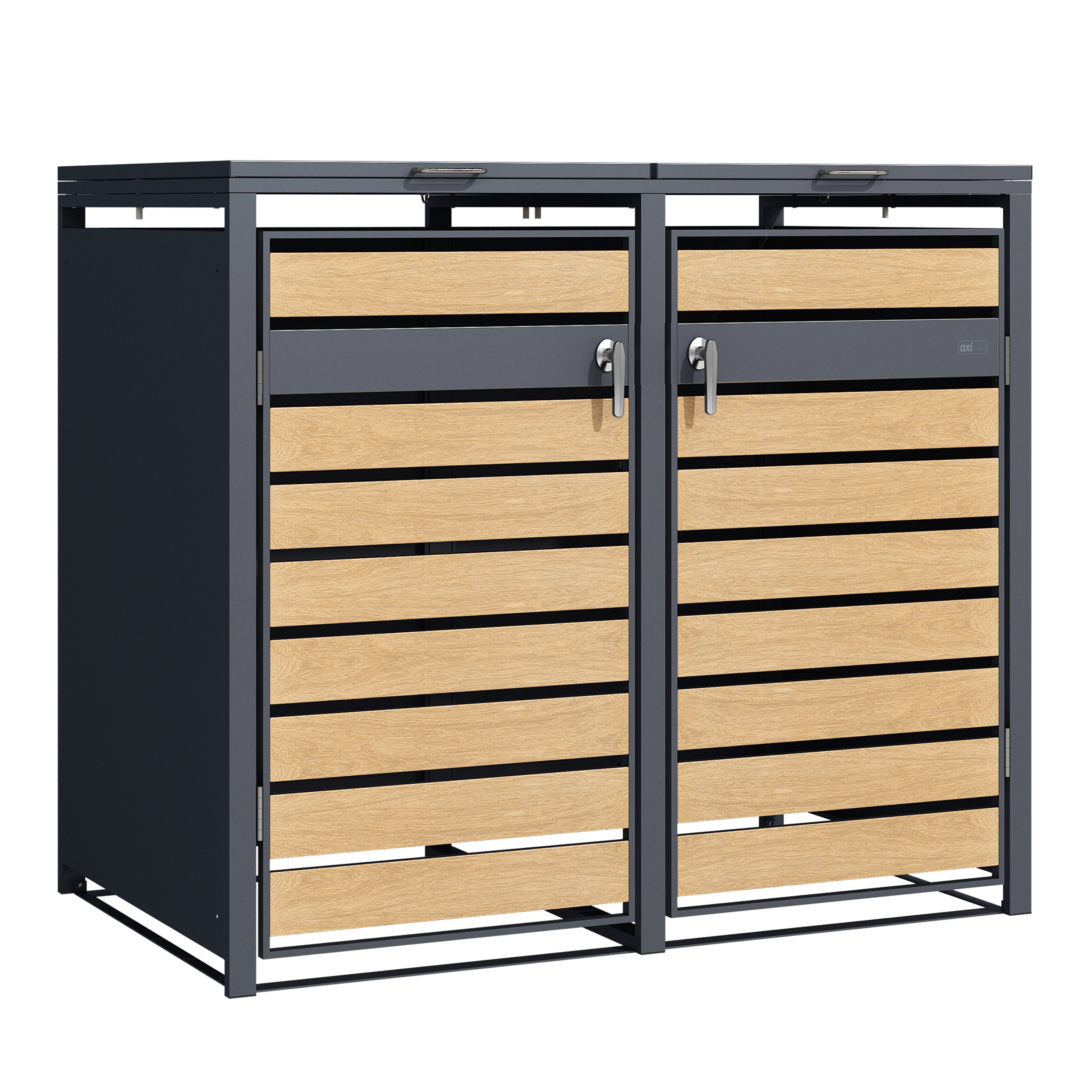 Lucas metalen Containerombouw Antraciet/houtlook 2x 240L