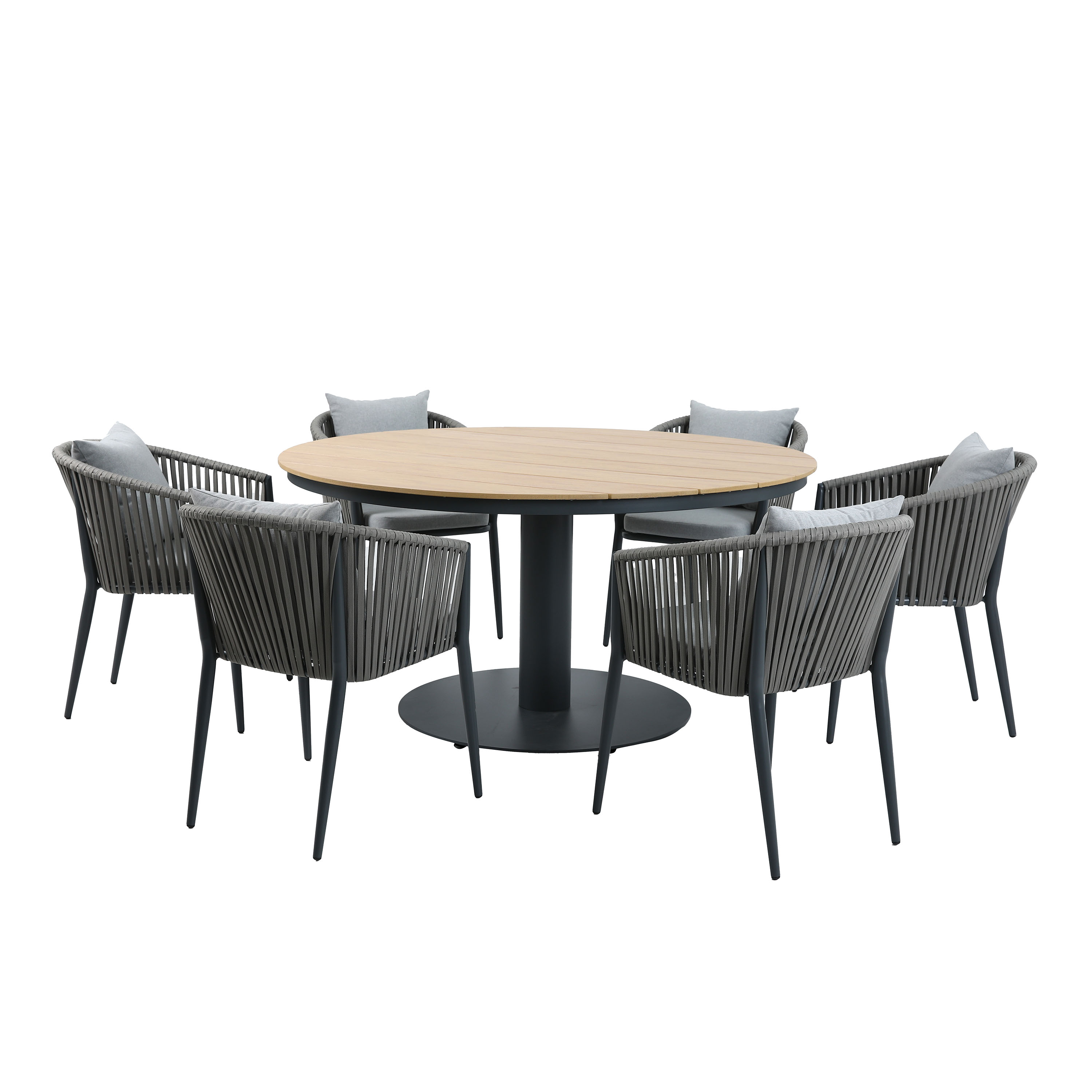 Jay/Faye 150 cm Dining Tuinset 7-delig - Antraciet