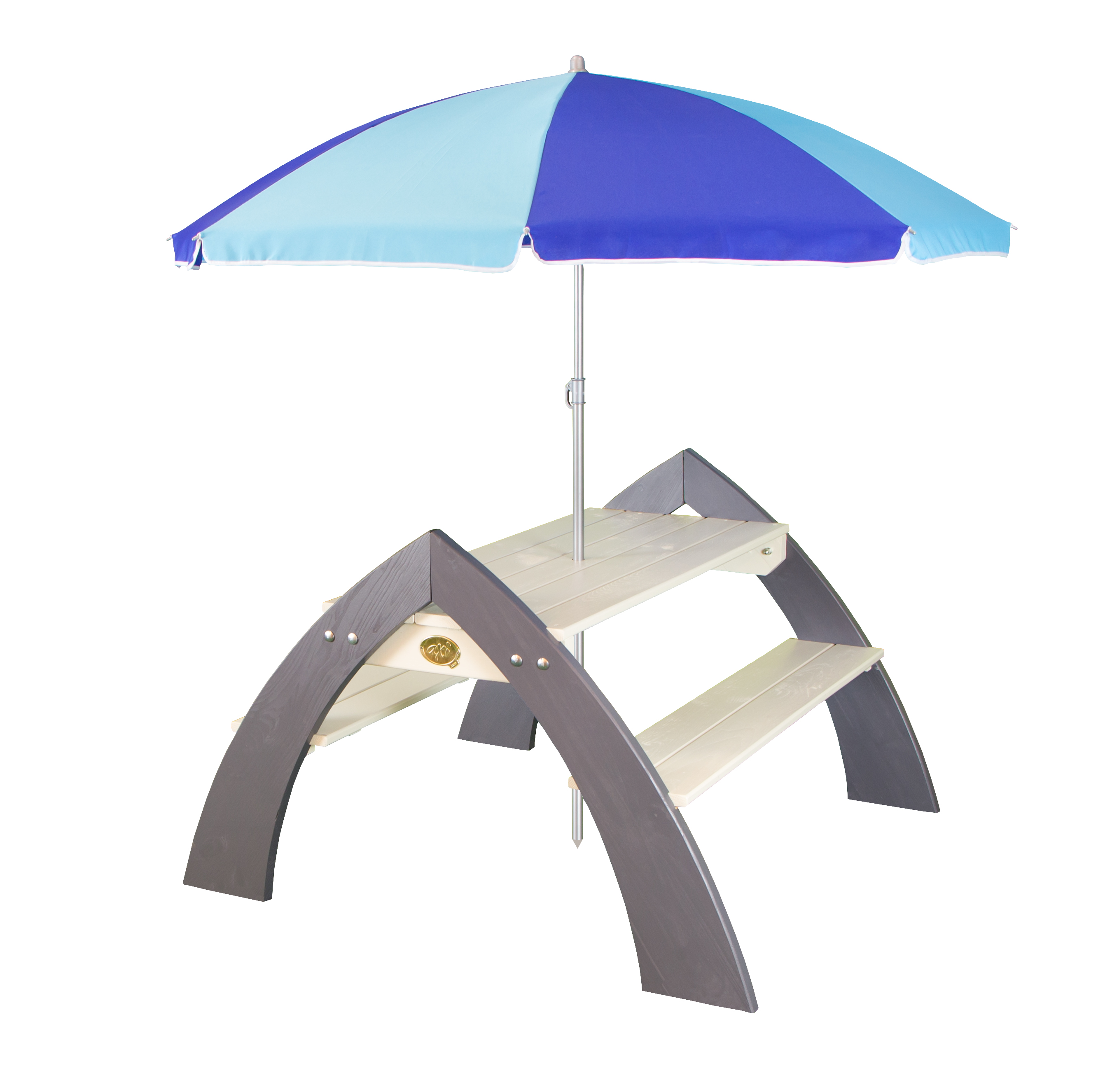 Kylo XL Picknicktafel Grijs/wit - Parasol Blauw