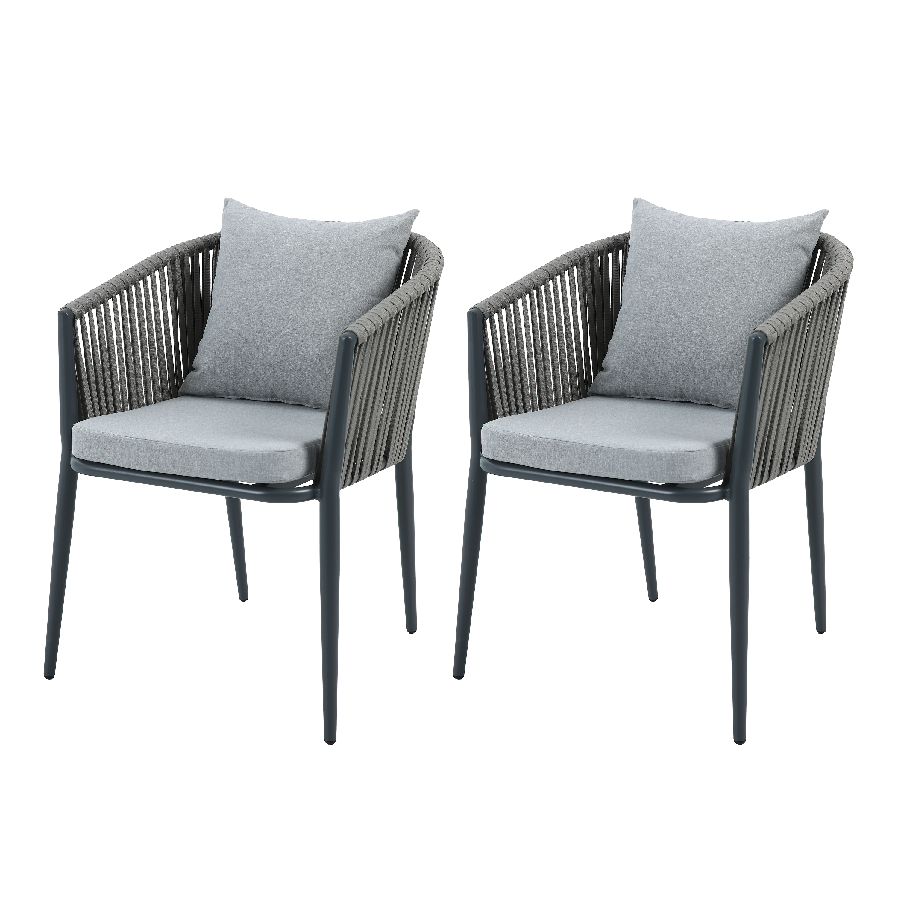 Faye Stoelen Antraciet – Set 2 stuks