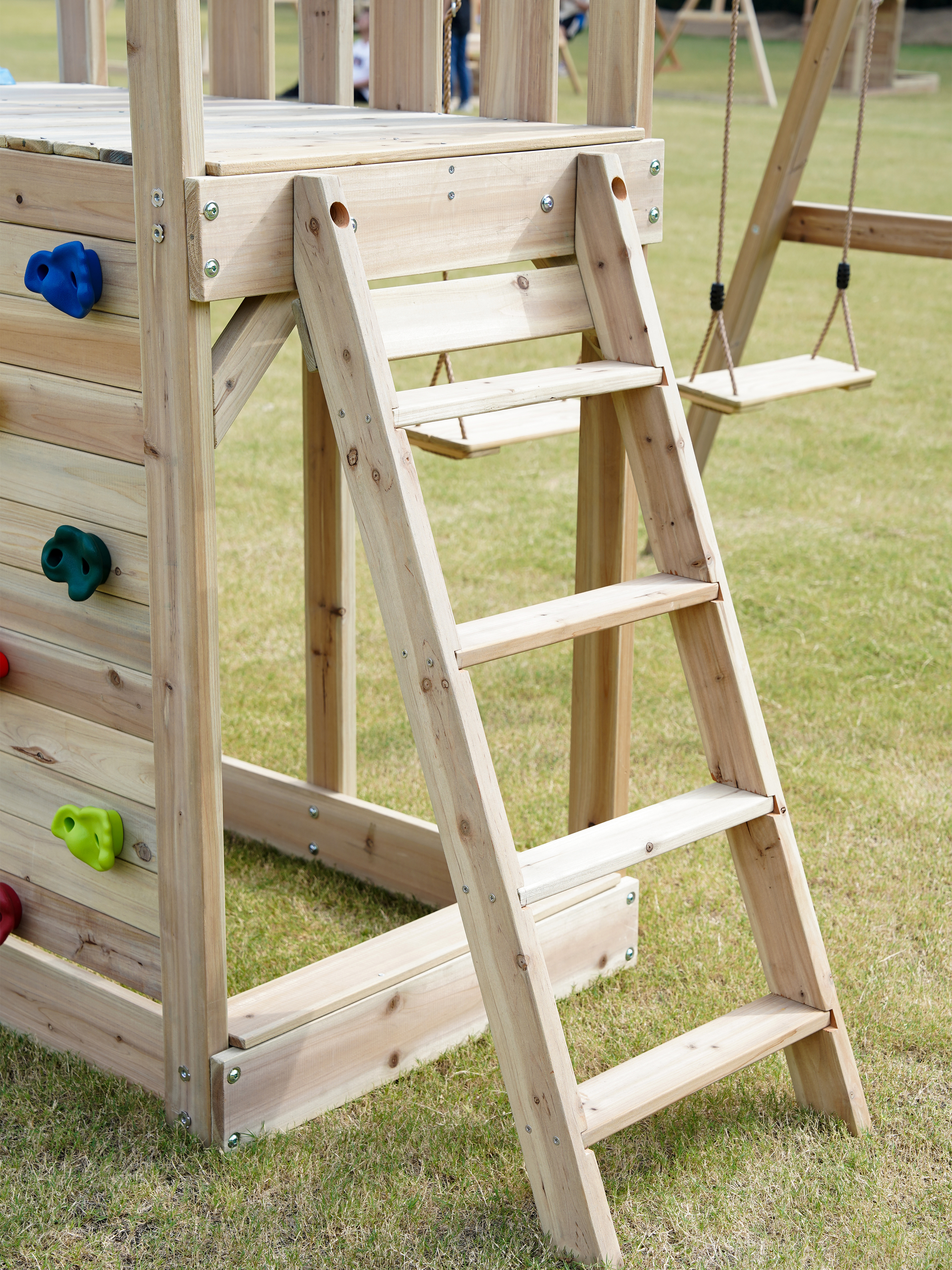 Moos Speeltoestel met Dubbele Schommel en Touwladder Bruin -