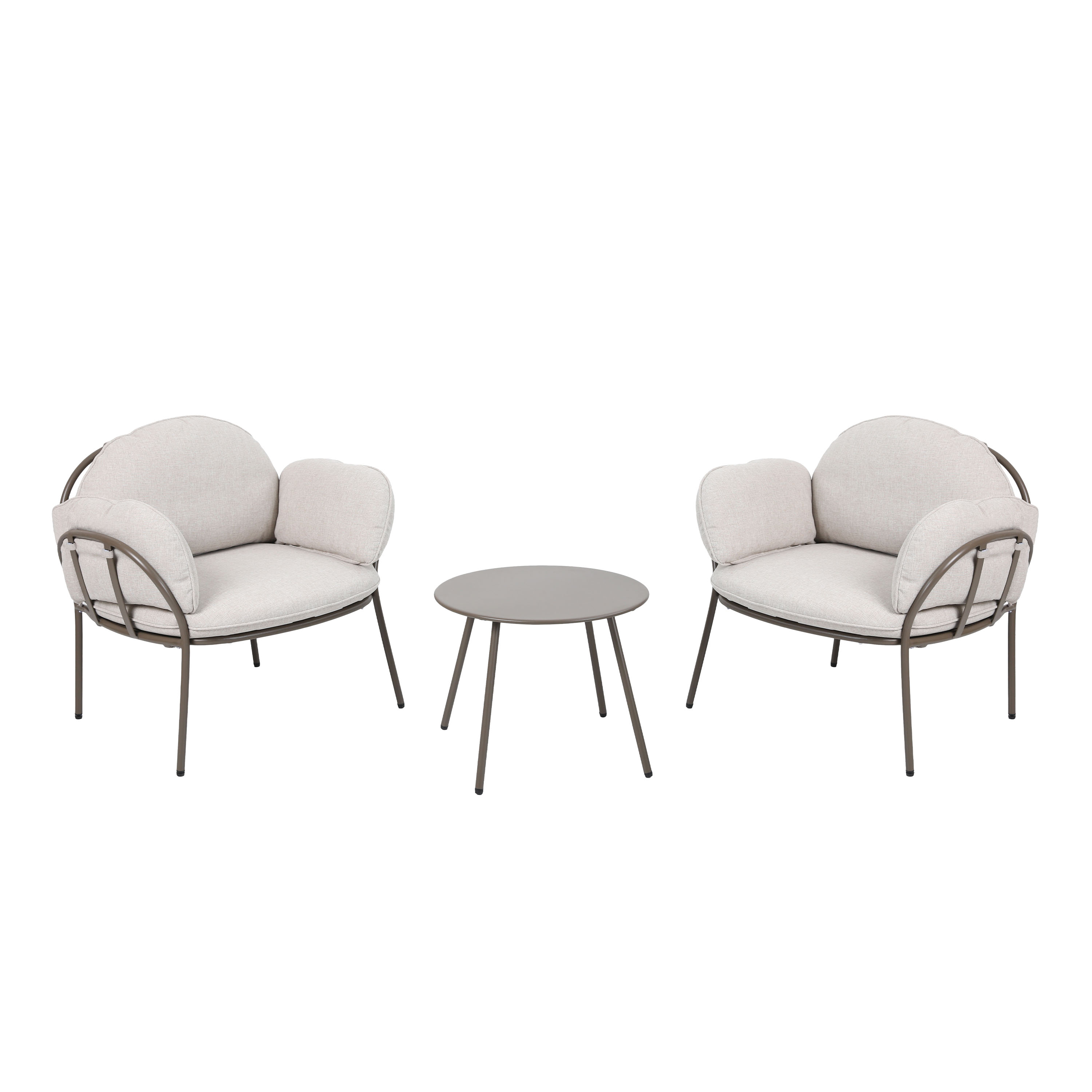 Ziva Loungeset met Tafel & 2 Stoelen Taupe/beige