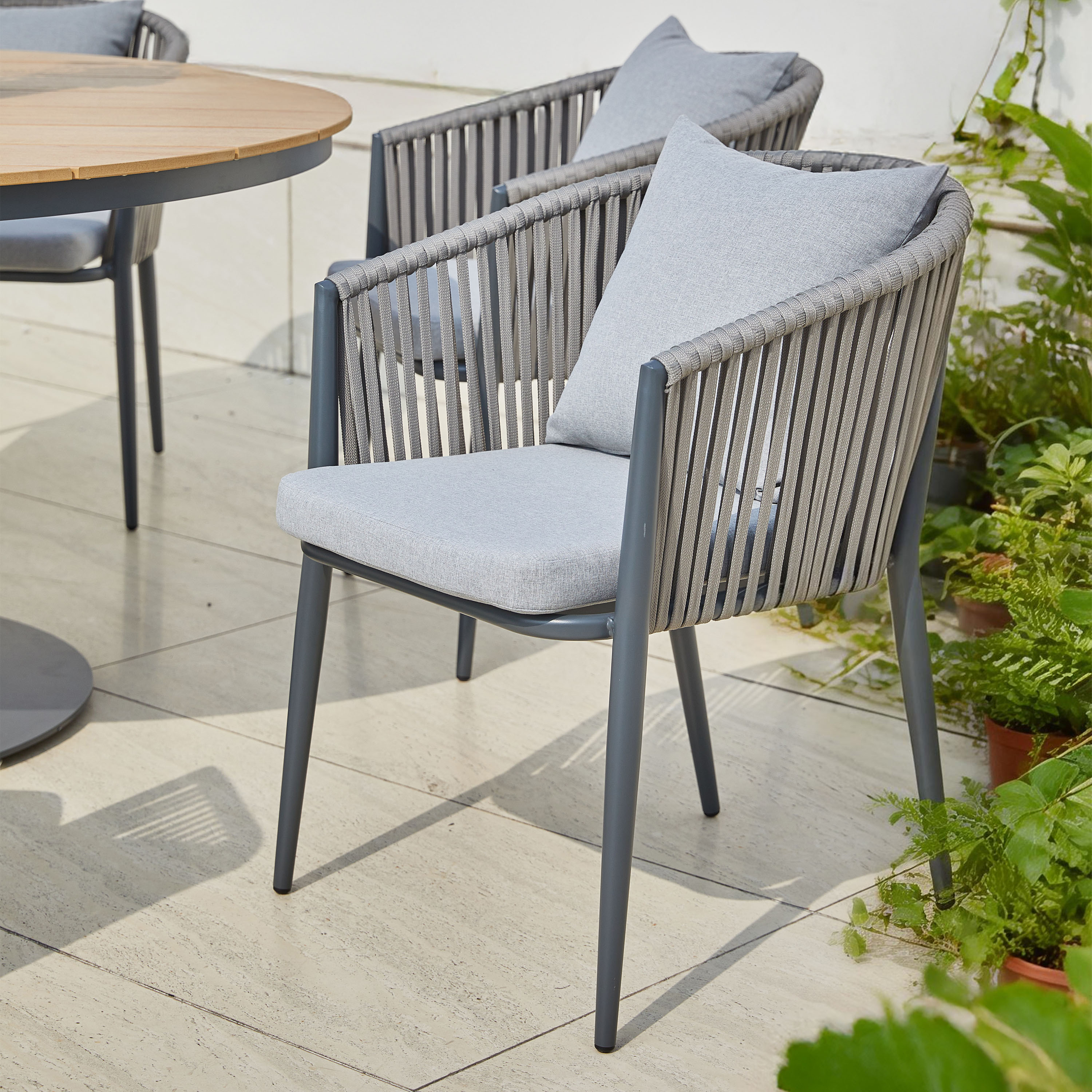 Jay/Faye 150 cm Dining Tuinset 7-delig - Antraciet