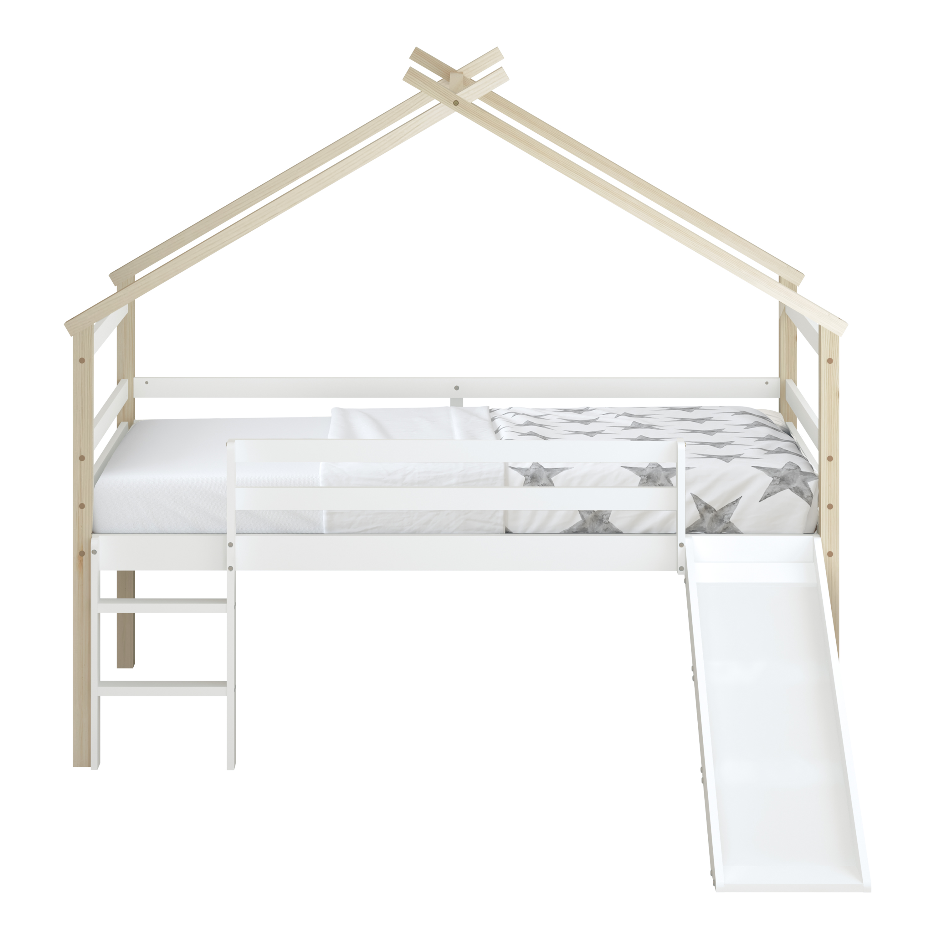River Halfhoogslaper met Glijbaan Naturel/wit–Zonder Matras
