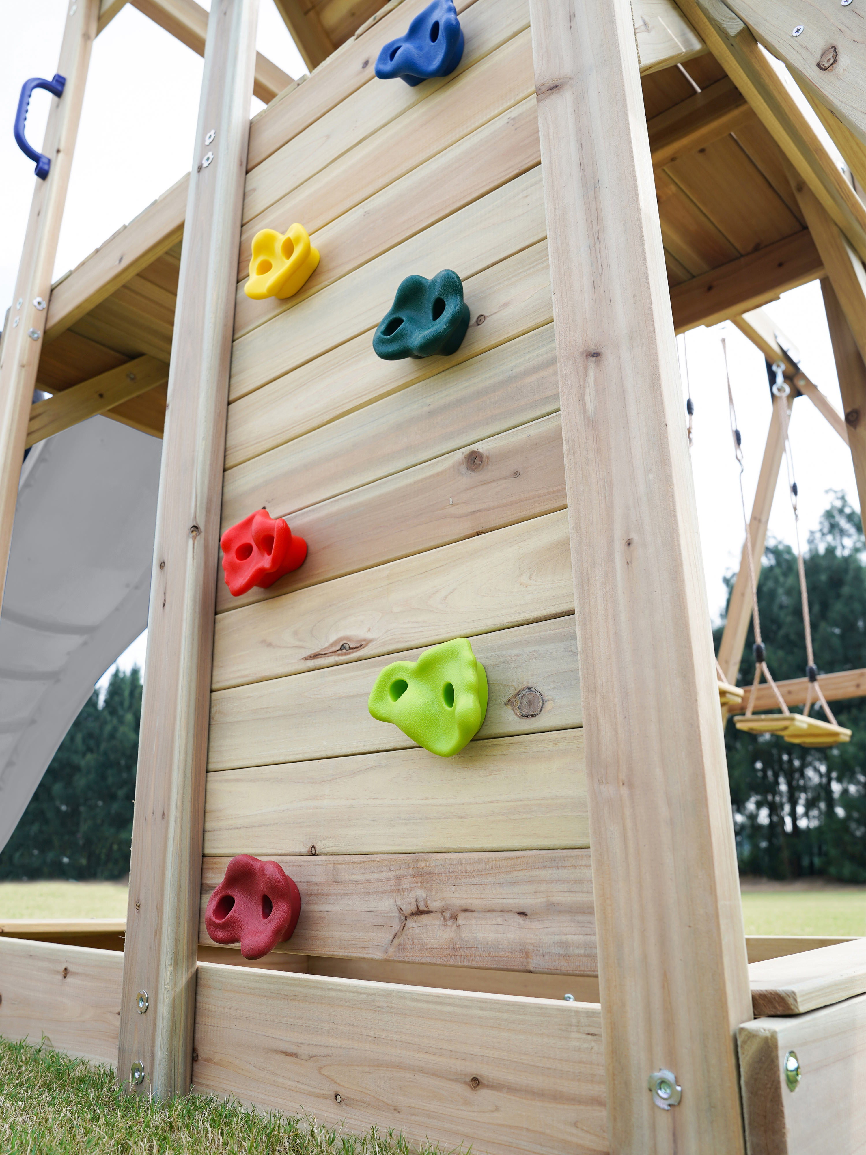 Moos Speeltoestel met Dubbele Schommel en Touwladder Bruin -
