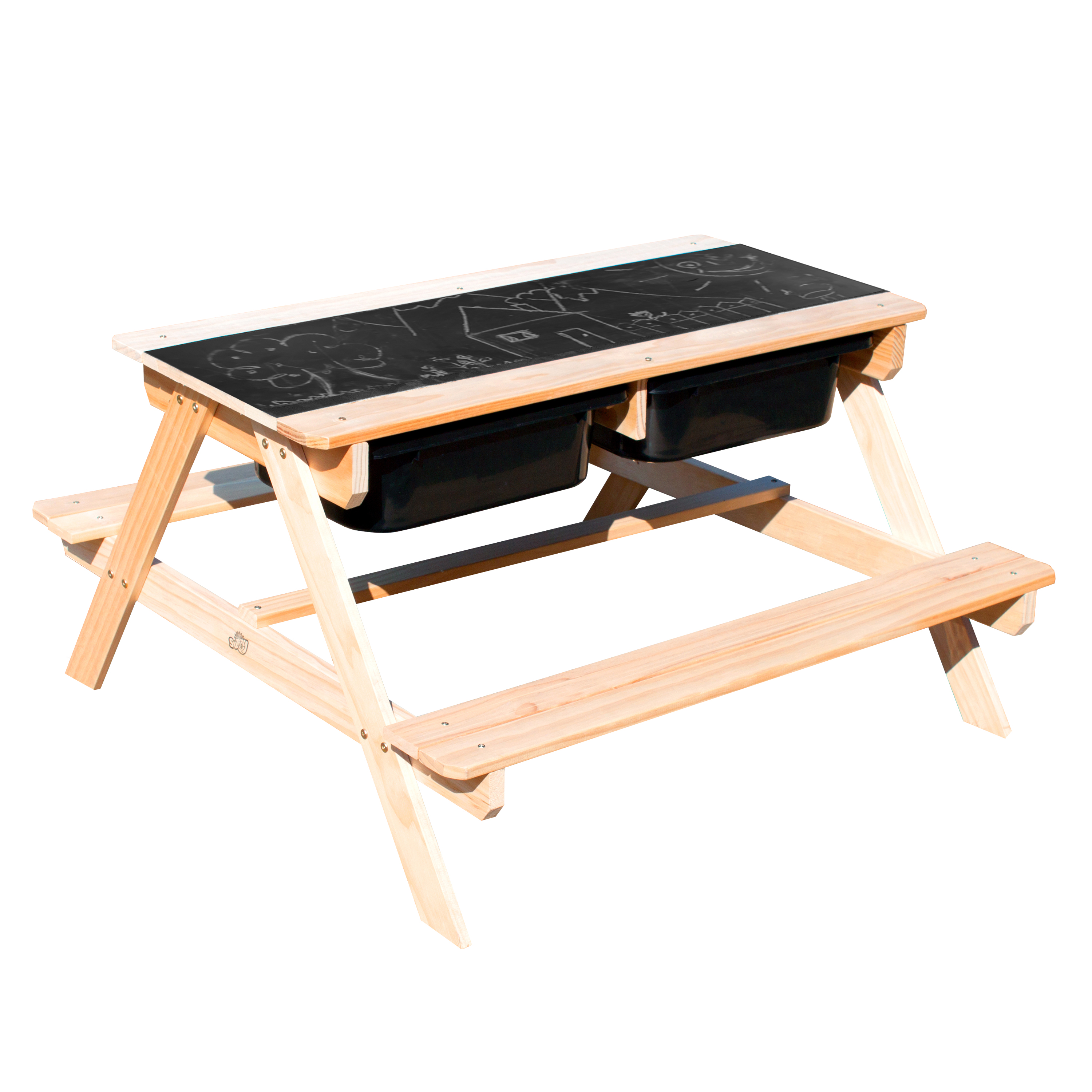 Dual Top 2.0 Zand & Water Picknicktafel met zwarte bakken -