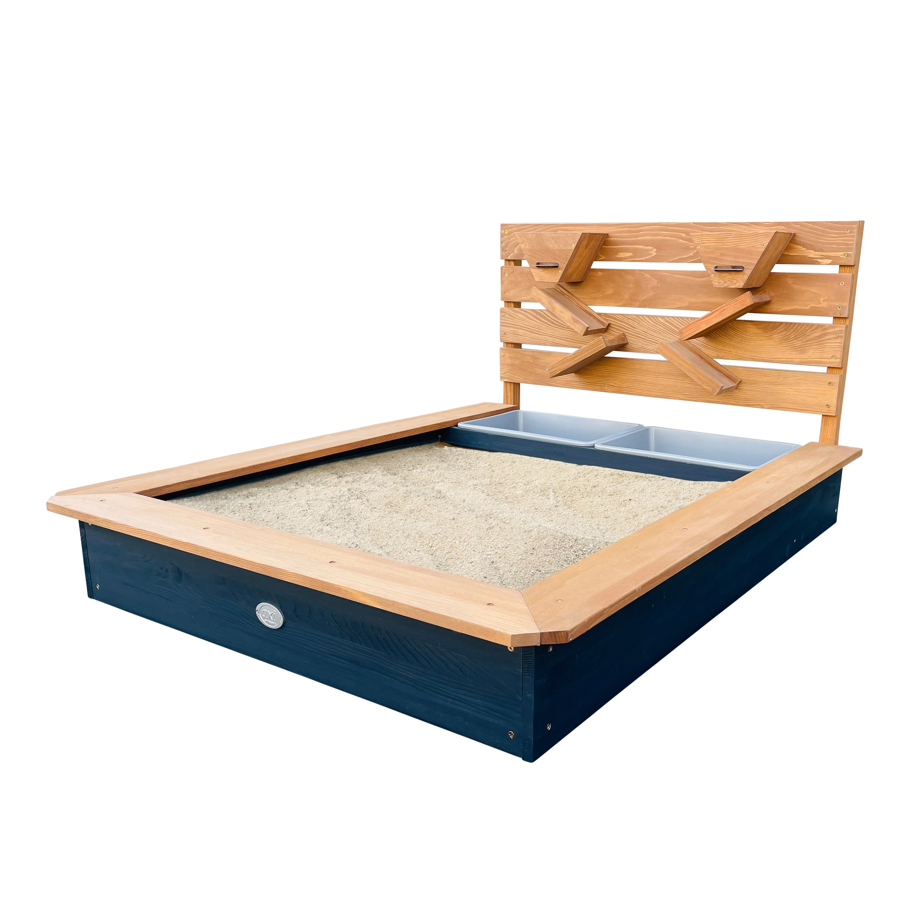 Lina zandbak met bakken en Speelwand Antraciet/bruin