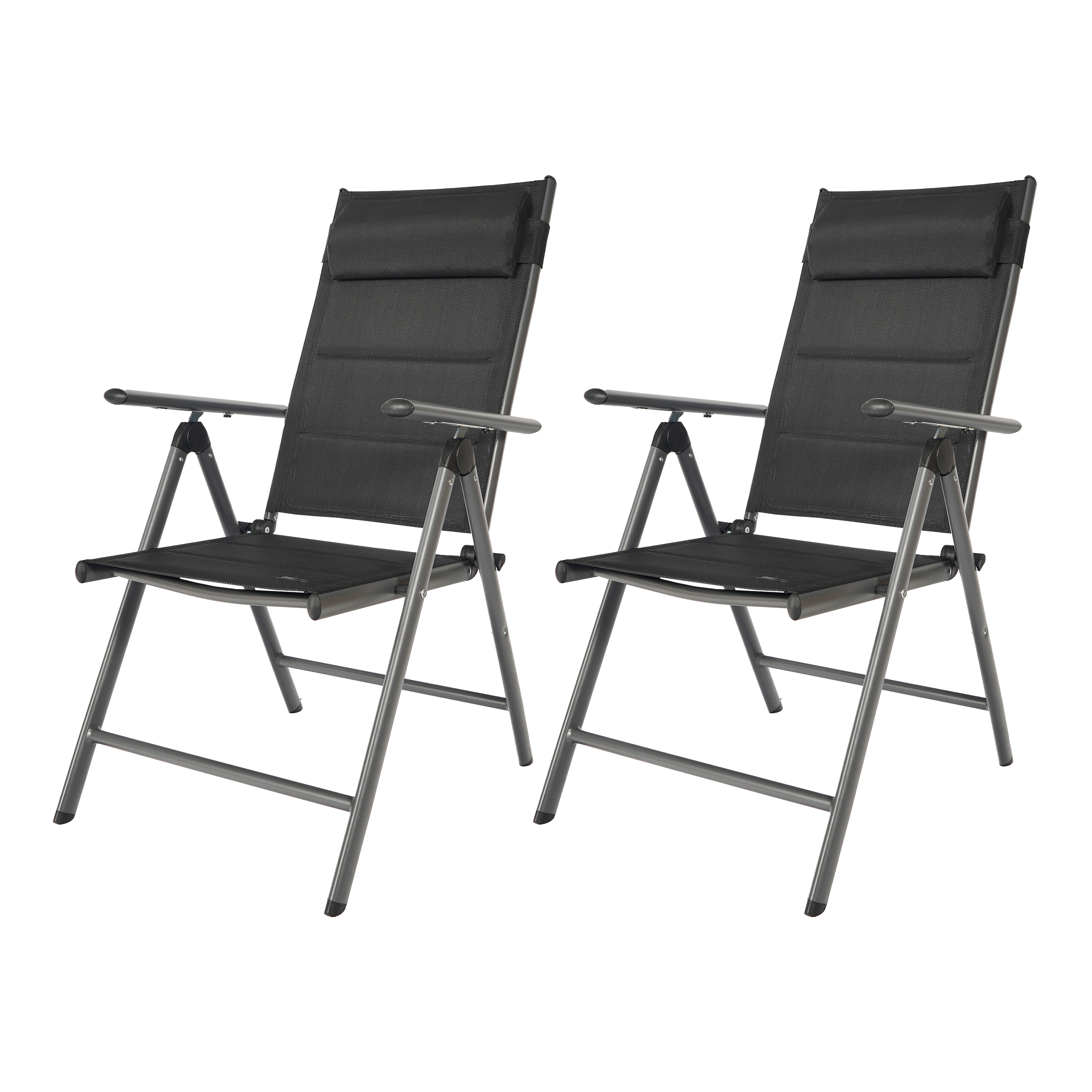 Mack Campingstoel Antraciet/zwart – Set 2 stuks